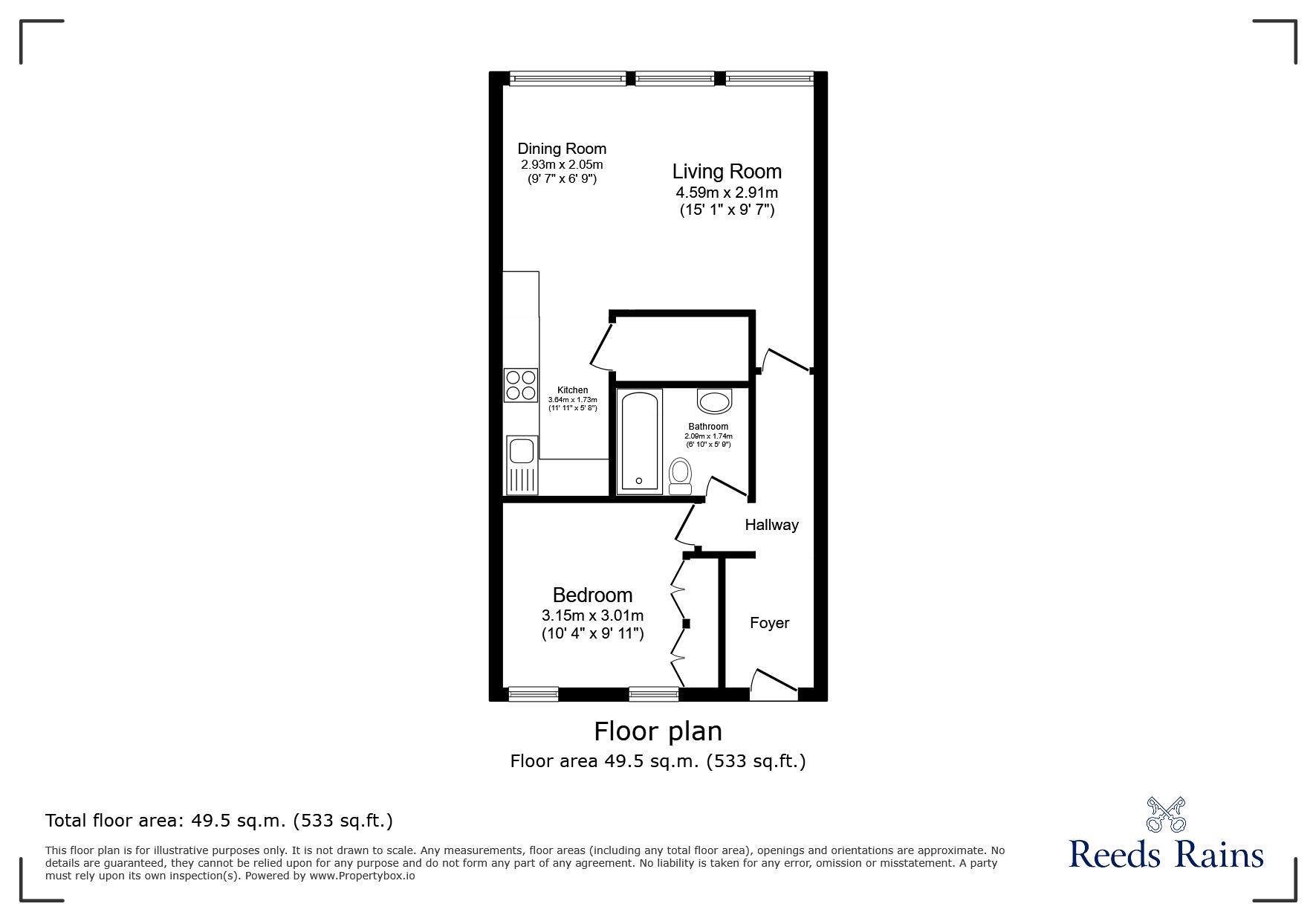 Floorplan of 1 bedroom  Flat for sale, Woodfield Road, Altrincham, Greater Manchester, WA14