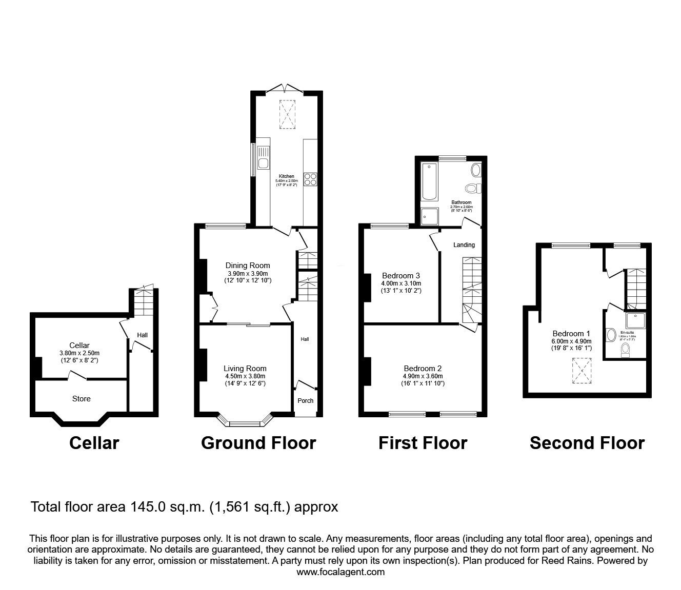 Floorplan of 3 bedroom Mid Terrace House for sale, Manchester Road, Altrincham, Trafford, WA14