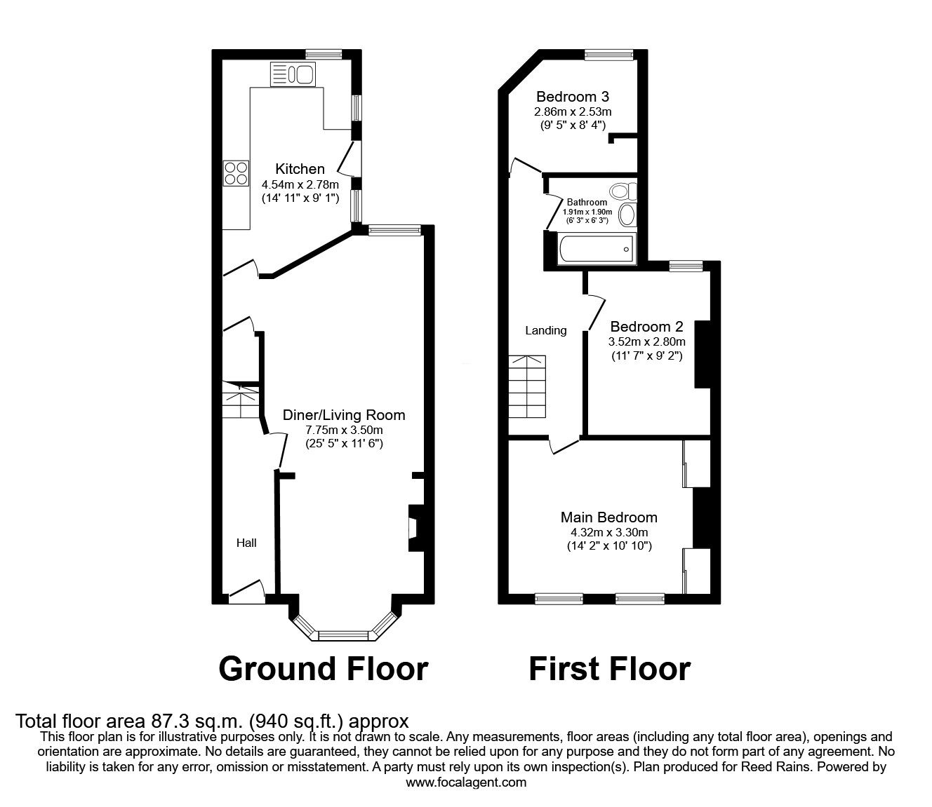 Floorplan of 3 bedroom Mid Terrace House for sale, Linley Road, Sale, Greater Manchester, M33