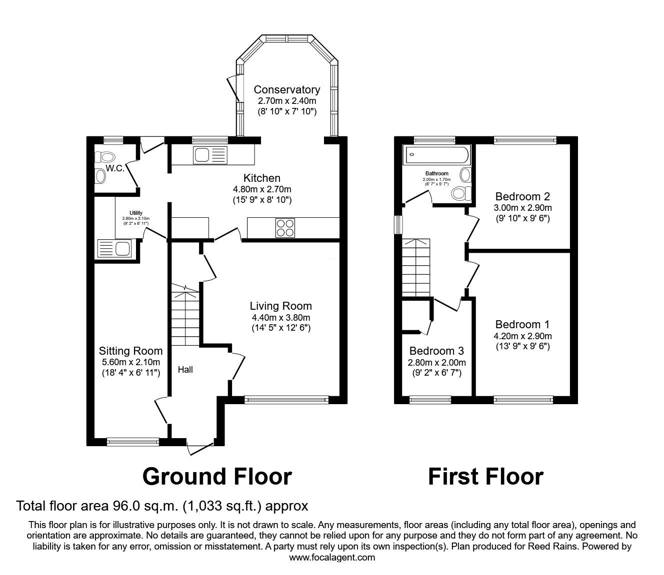 Floorplan of 3 bedroom Semi Detached House for sale, Briar Close, Sale, Cheshire, M33