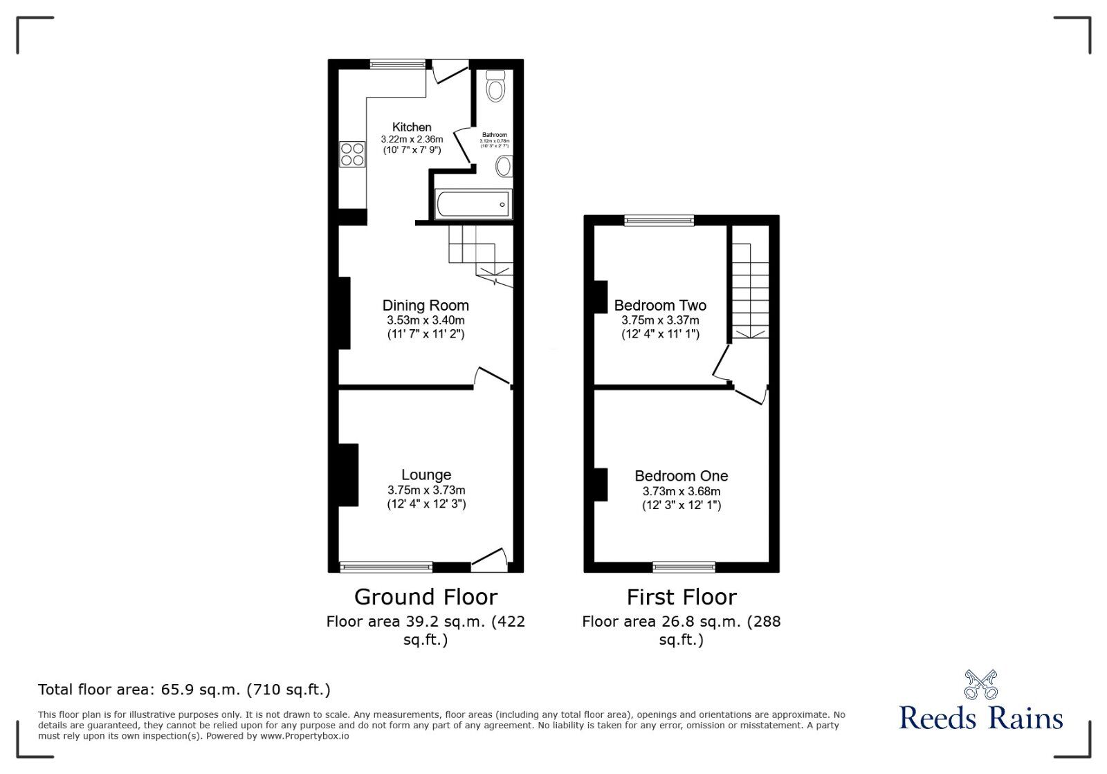 Floorplan of 2 bedroom Mid Terrace Property to rent, Harley Road, Sale, Greater Manchester, M33
