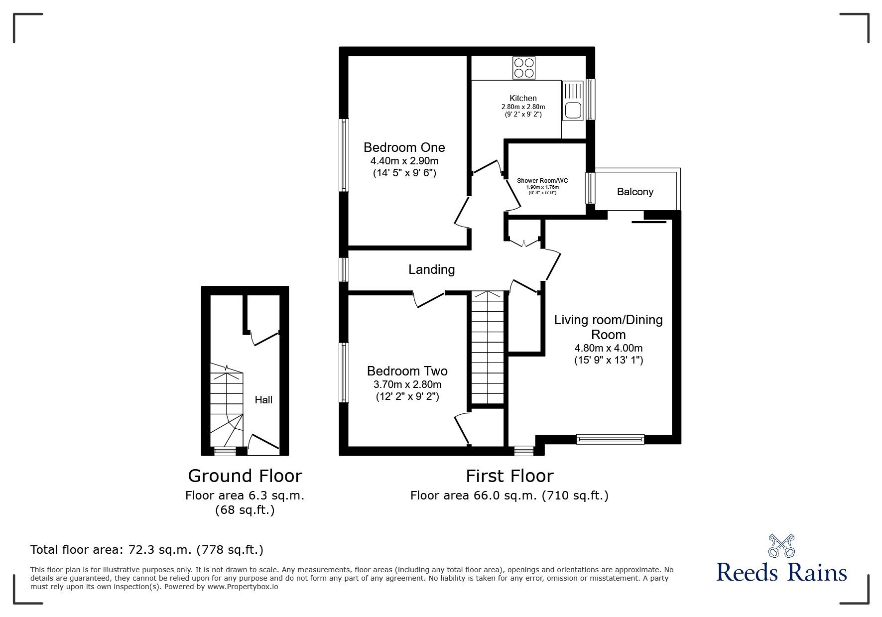 Floorplan of 2 bedroom Flat for sale, Swalecliff Avenue, Manchester, Greater Manchester, M23