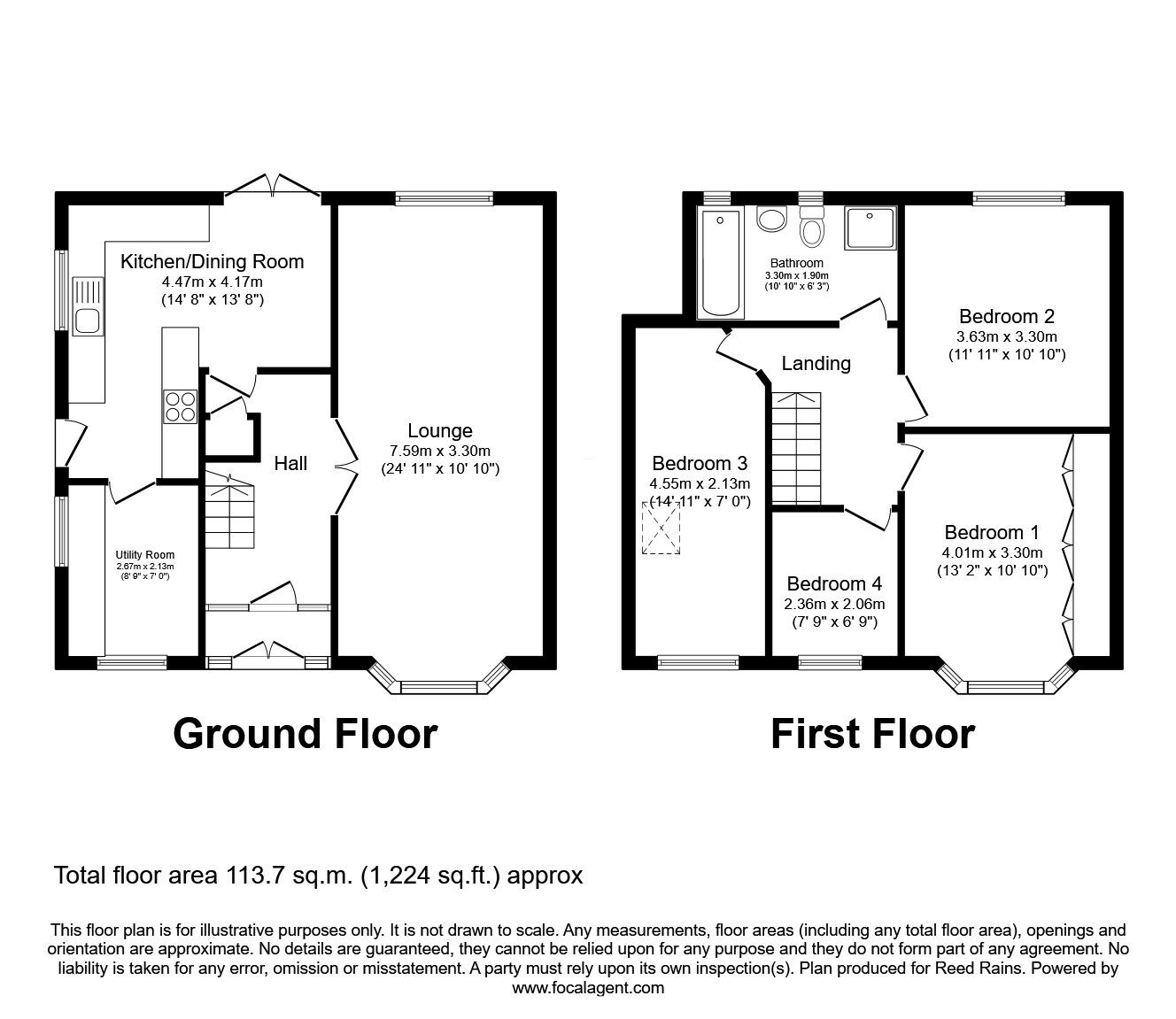 Floorplan of 4 bedroom Semi Detached House for sale, Woodhouse Lane, Sale, Greater Manchester, M33