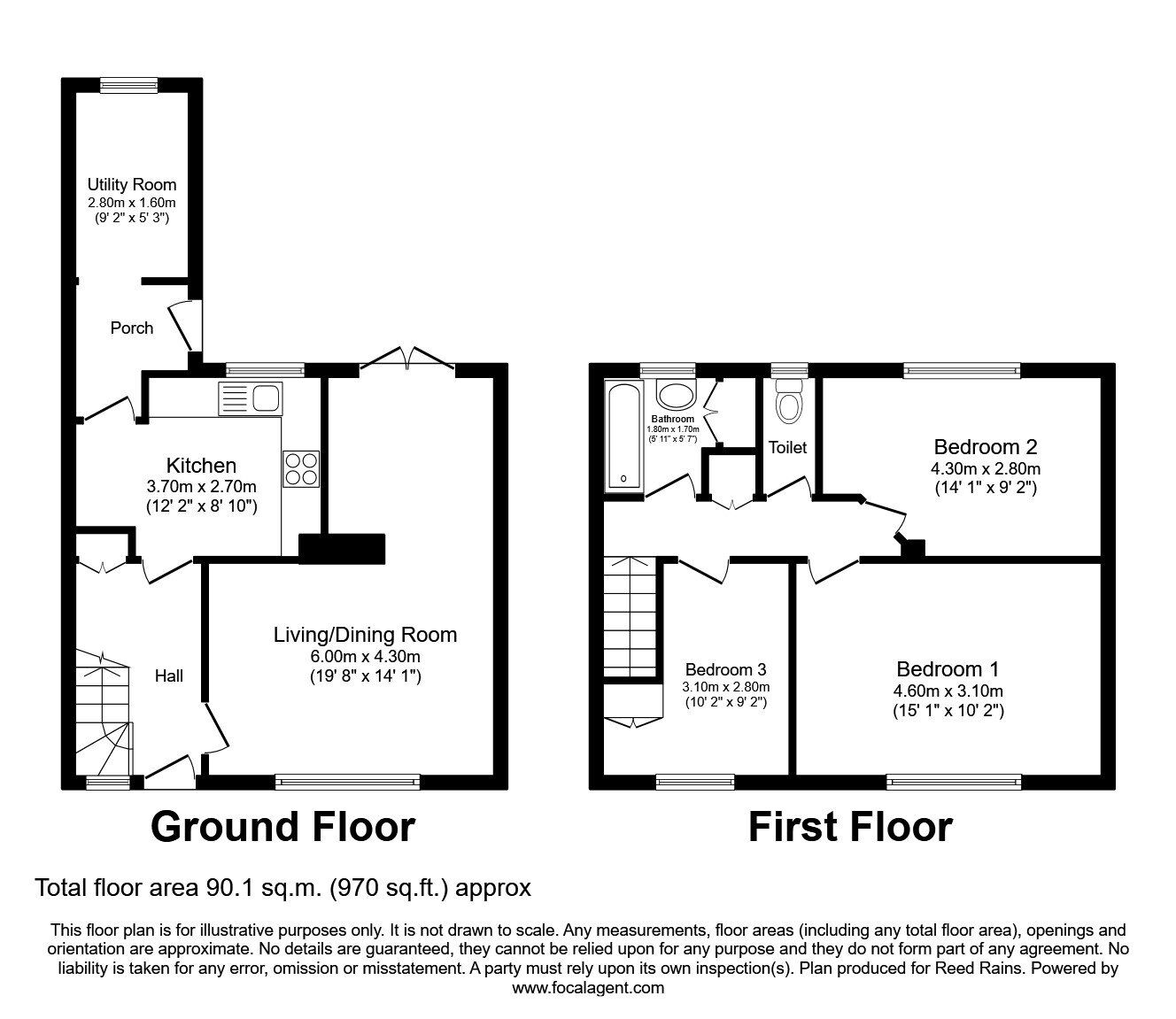 Floorplan of 3 bedroom Mid Terrace House for sale, Welbury Road, Manchester, Greater Manchester, M23