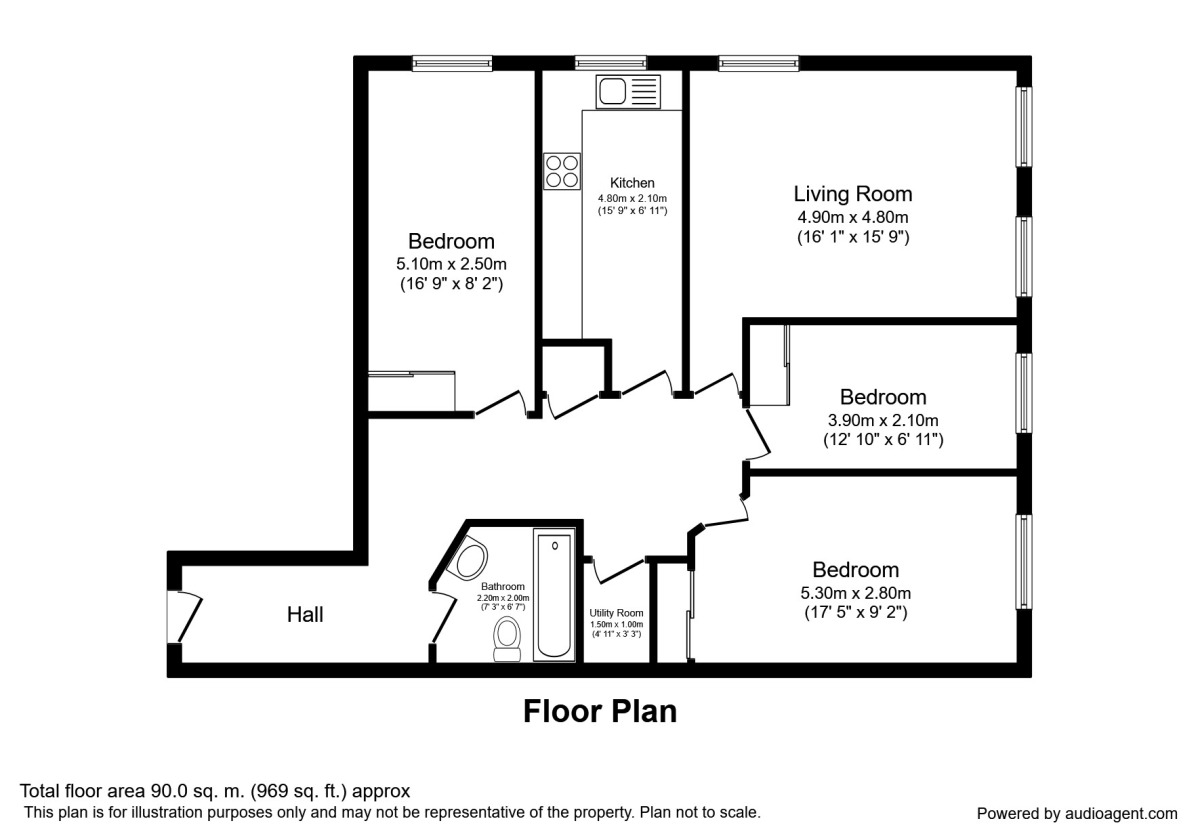 Floorplan of 2 bedroom Flat for sale, Beaufort Avenue, Sale, Greater Manchester, M33