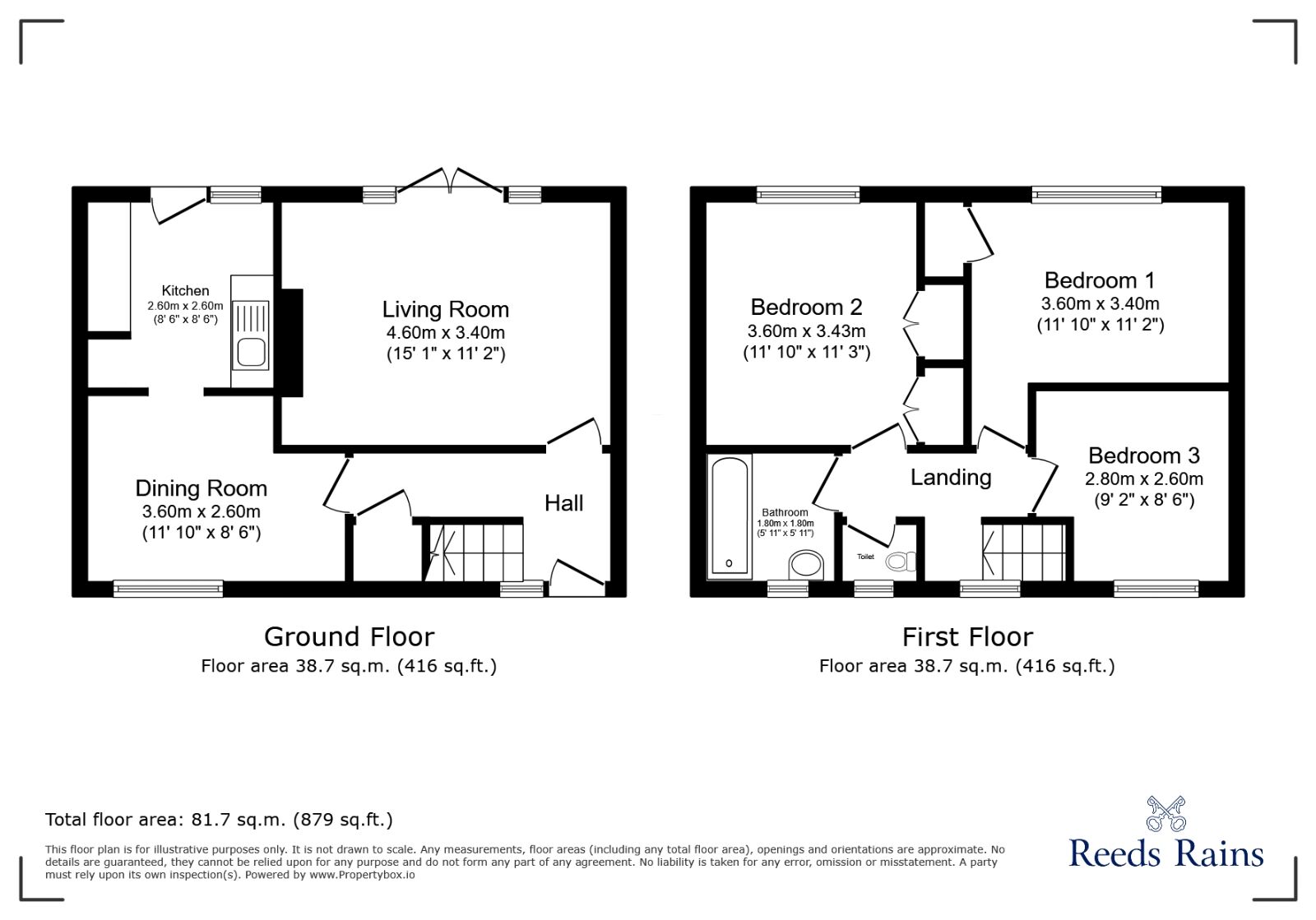 Floorplan of 3 bedroom Mid Terrace House for sale, Sealand Close, Sale, Greater Manchester, M33
