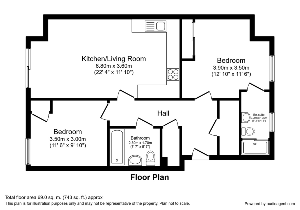 Floorplan of 2 bedroom Flat to rent, Talbot Road, Stretford, Greater Manchester, M32