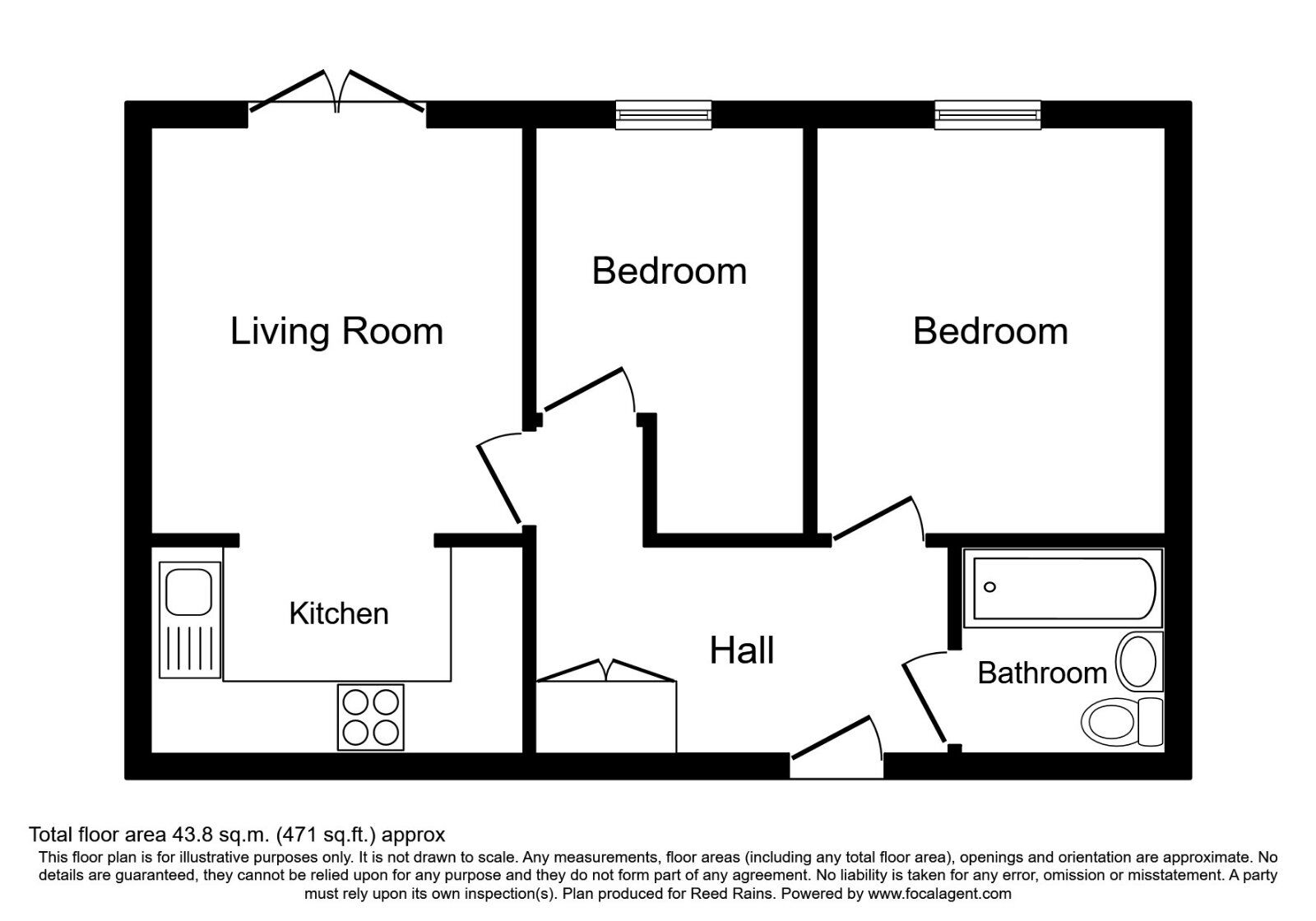 Floorplan of 2 bedroom Flat to rent, Ingle Close, Scarborough, North Yorkshire, YO12