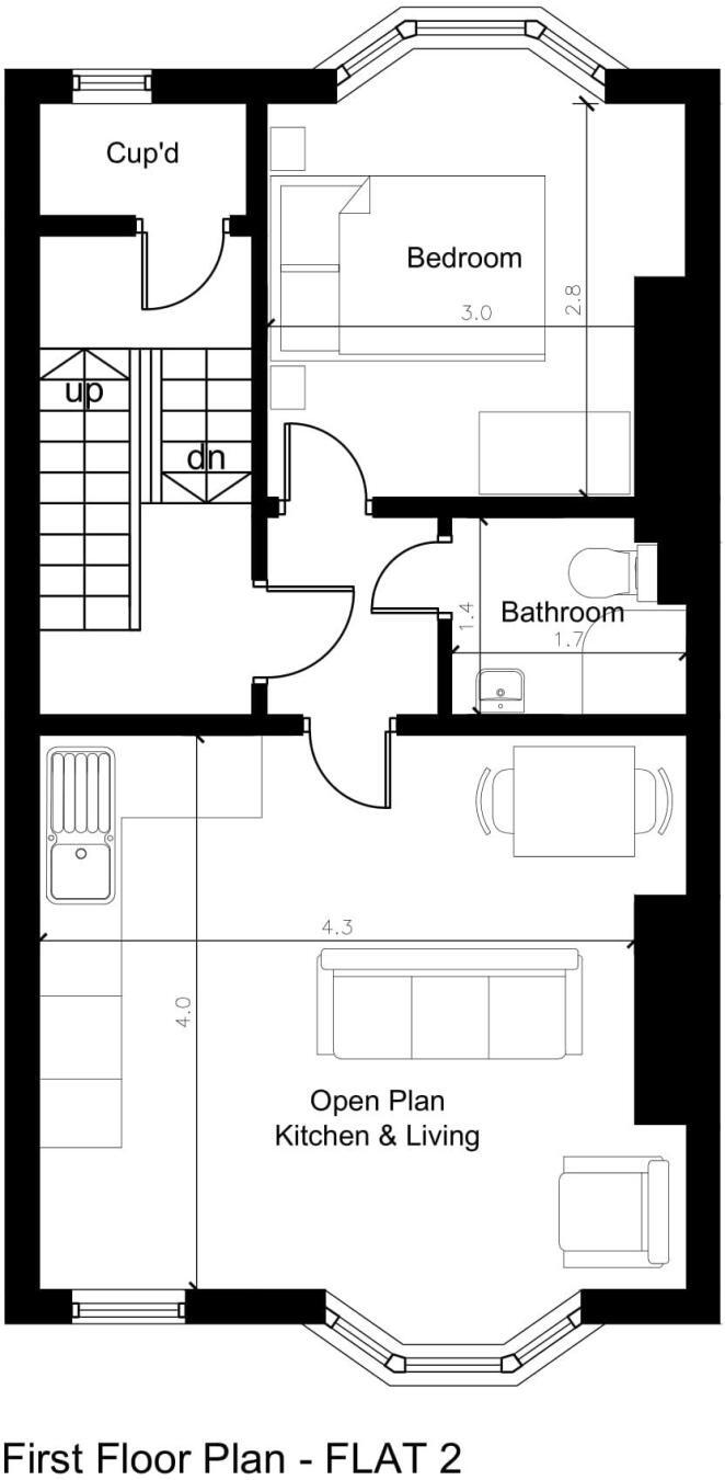 Floorplan of 1 bedroom Flat to rent, North Marine Road, Scarborough, North Yorkshire, YO12