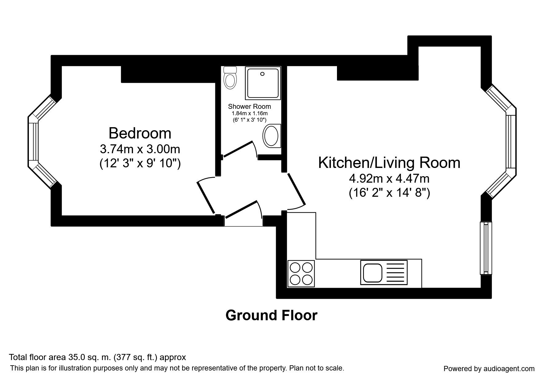 Floorplan of 1 bedroom  Flat to rent, North Marine Road, Scarborough, North Yorkshire, YO12