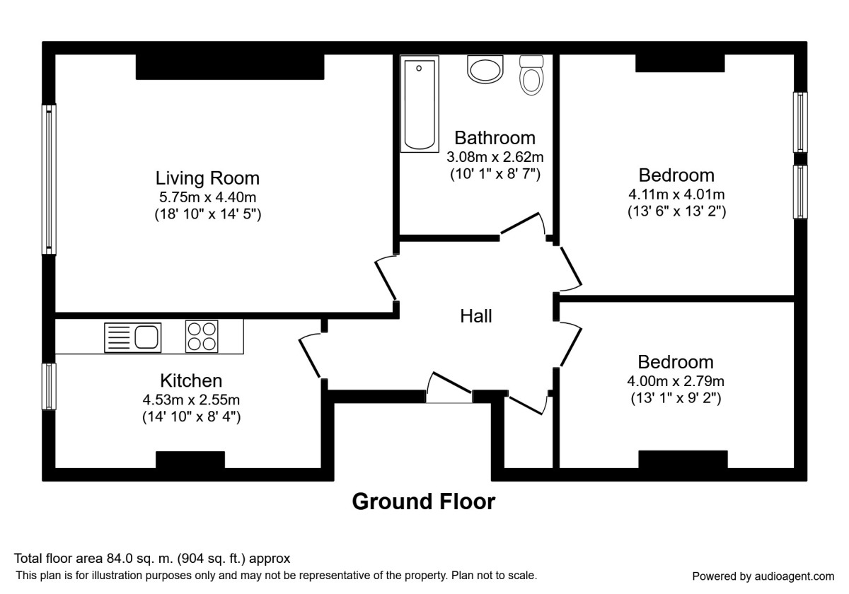 Floorplan of 2 bedroom  Flat for sale, Upgang Lane, Whitby, North Yorkshire, YO21