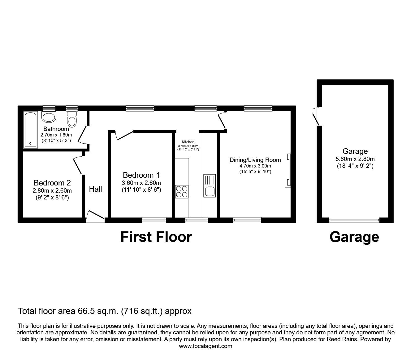 Floorplan of 2 bedroom  Flat to rent, Cecil Court, Ryndleside, North Yorkshire, YO12