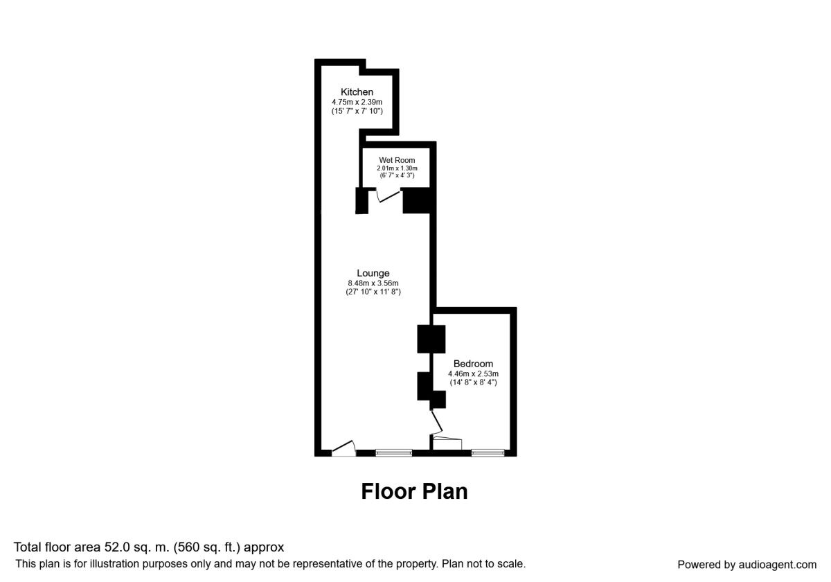 Floorplan of 1 bedroom Flat to rent, Prince Of Wales Terrace, Scarborough, North Yorkshire, YO11