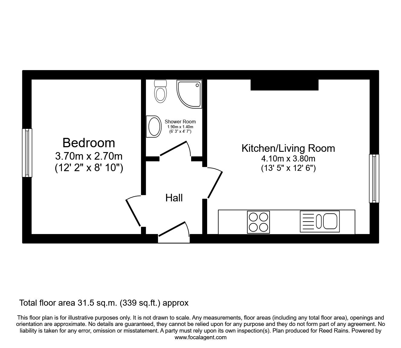 Floorplan of 1 bedroom Flat to rent, Westbourne Grove, Scarborough, North Yorkshire, YO11