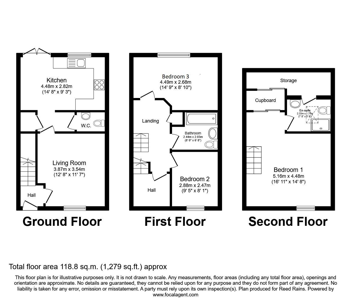 Floorplan of 3 bedroom Mid Terrace House for sale, Ashlar Drive, Eastfield, North Yorkshire, YO11