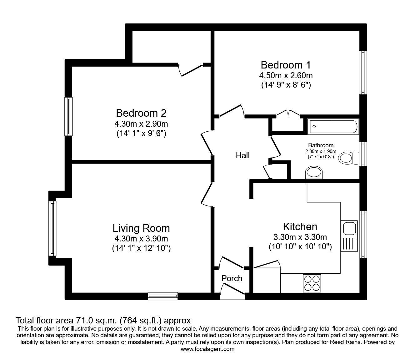 Floorplan of 2 bedroom  Flat to rent, Pasture Lane, Seamer, North Yorkshire, YO12