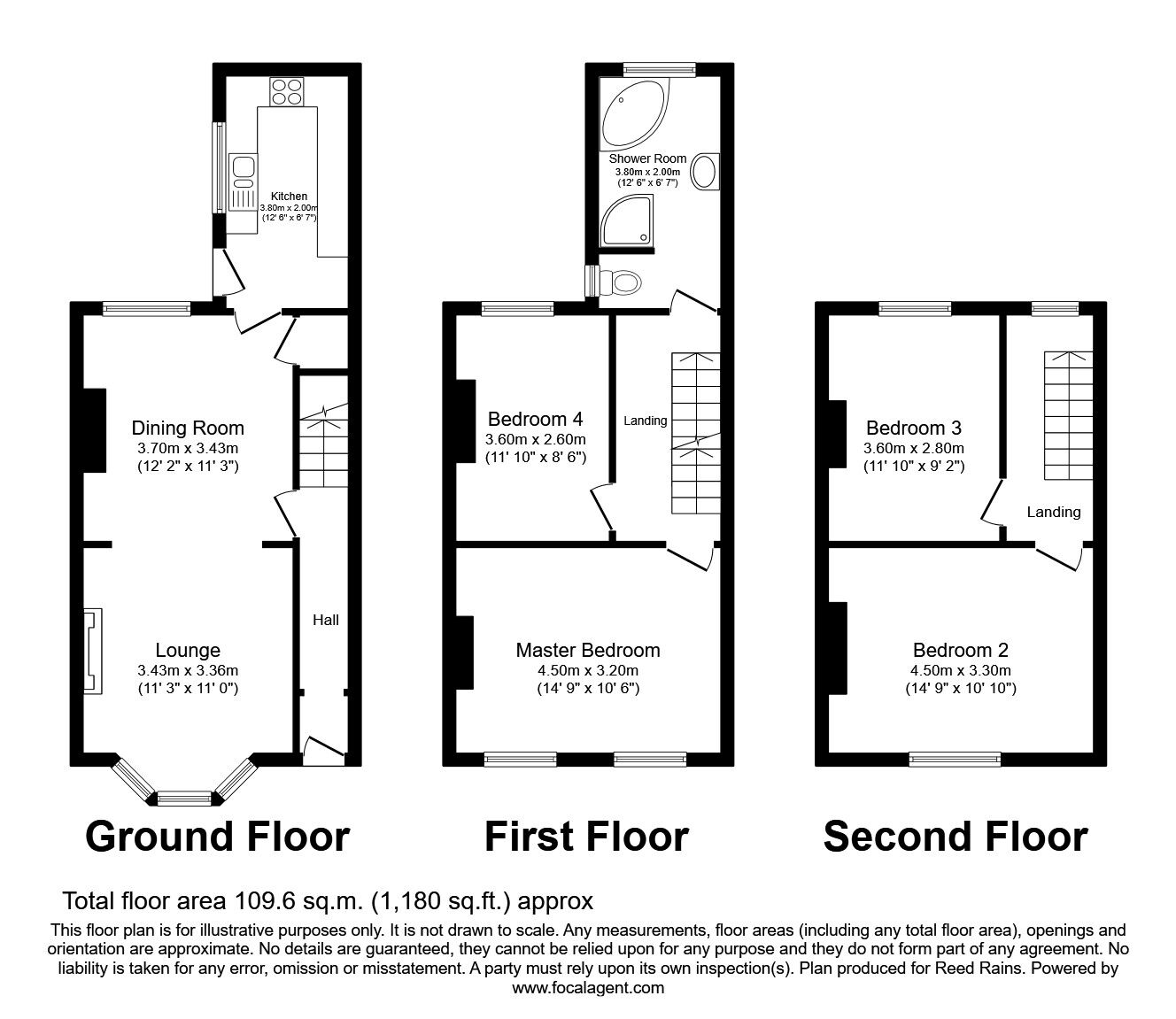 Floorplan of 4 bedroom Mid Terrace House to rent, Prospect Road, Scarborough, North Yorkshire, YO12