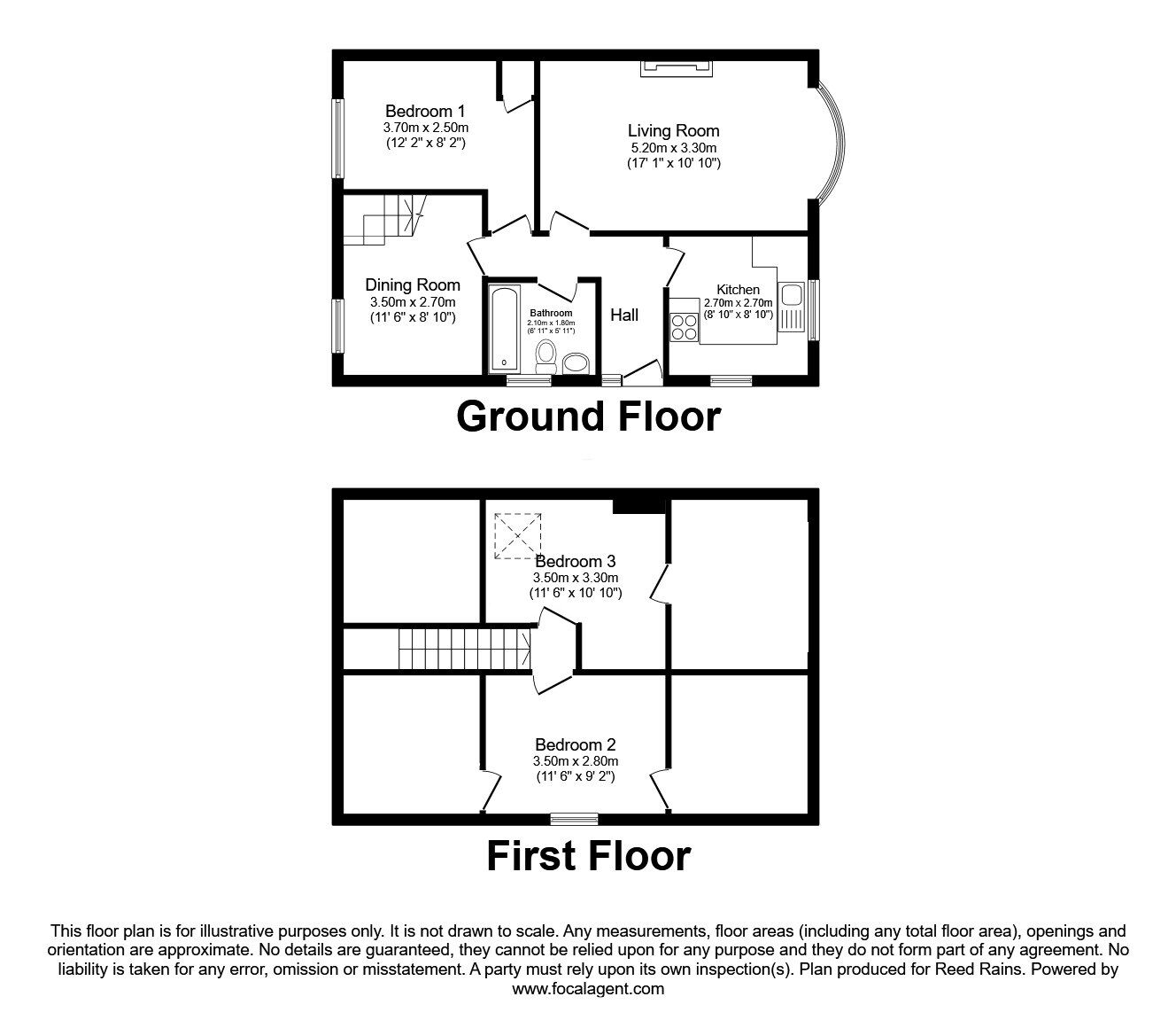 Floorplan of 3 bedroom Semi Detached Bungalow for sale, Harford Road, Cayton, North Yorkshire, YO11