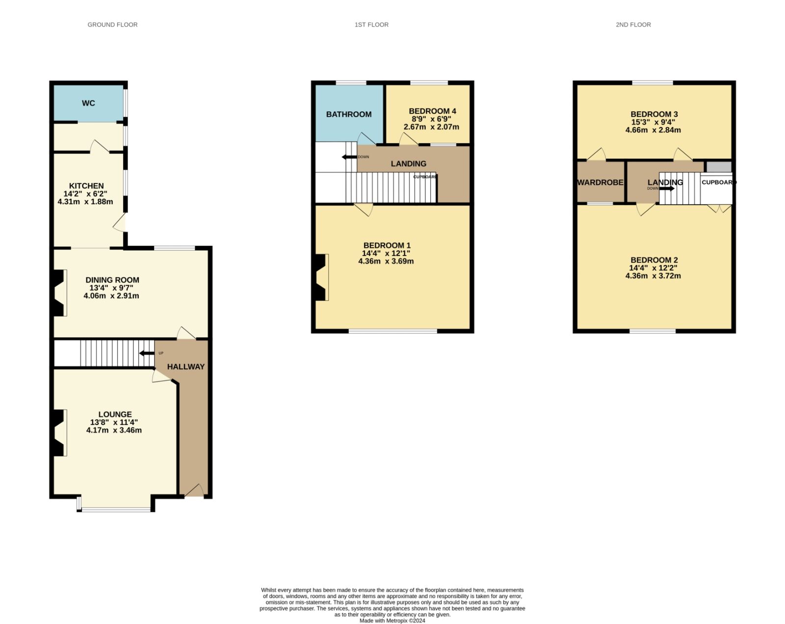 Floorplan of 4 bedroom Mid Terrace House for sale, Cambridge Street, Scarborough, North Yorkshire, YO12