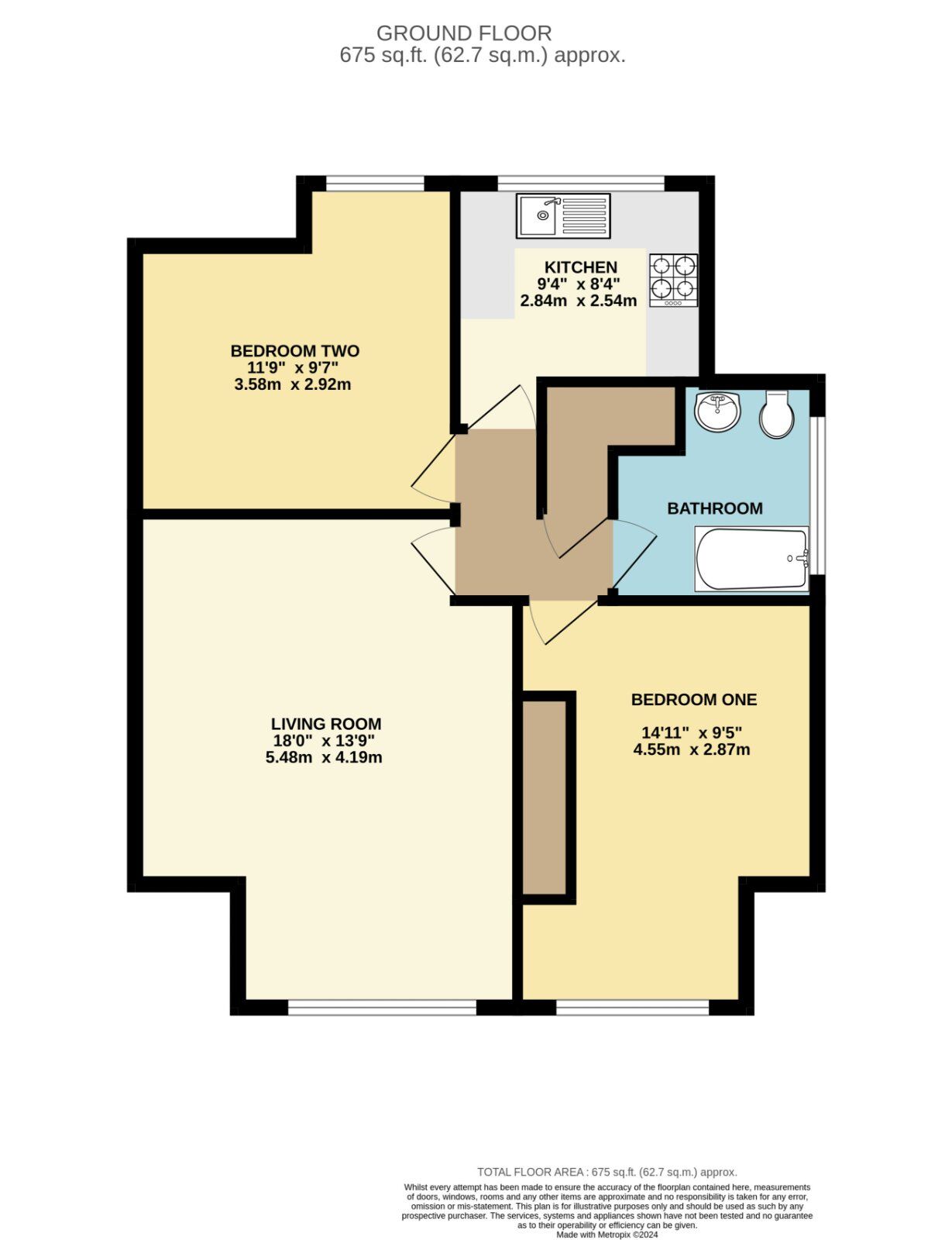 Floorplan of 2 bedroom  Flat for sale, Holbeck Avenue, Scarborough, North Yorkshire, YO11