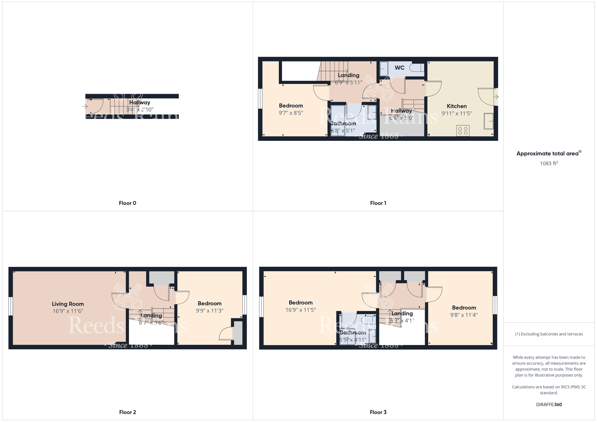 Floorplan of 4 bedroom Mid Terrace House for sale, Westwood Close, Scarborough, North Yorkshire, YO11