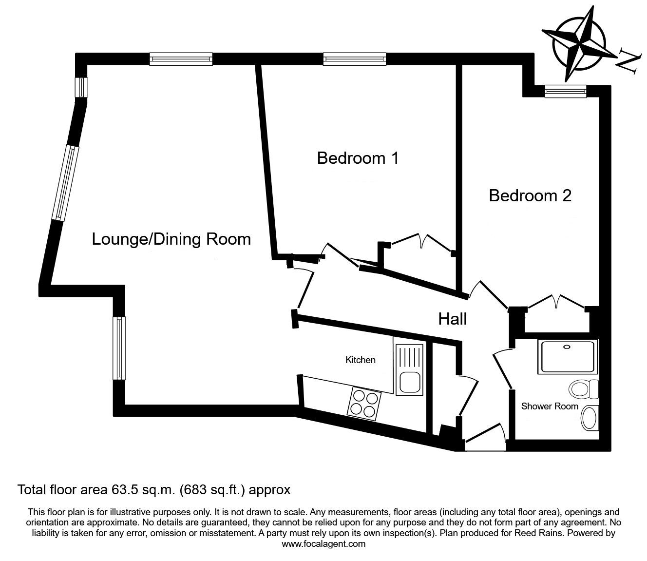 Floorplan of 2 bedroom  Flat for sale, Grosvenor Crescent, Scarborough, North Yorkshire, YO11