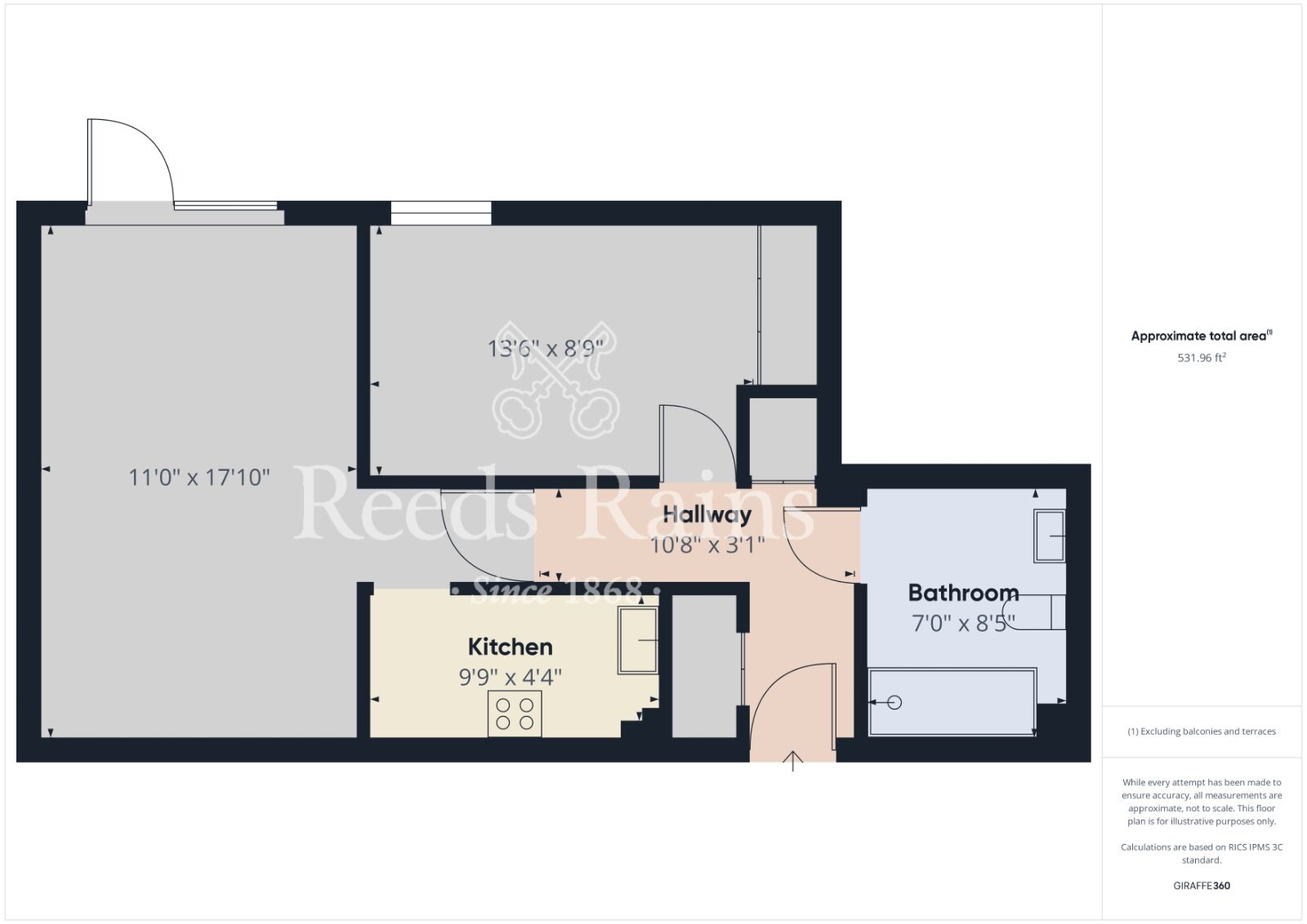 Floorplan of 1 bedroom  Flat for sale, Strawberry Court, Scarborough, North Yorkshire, YO12