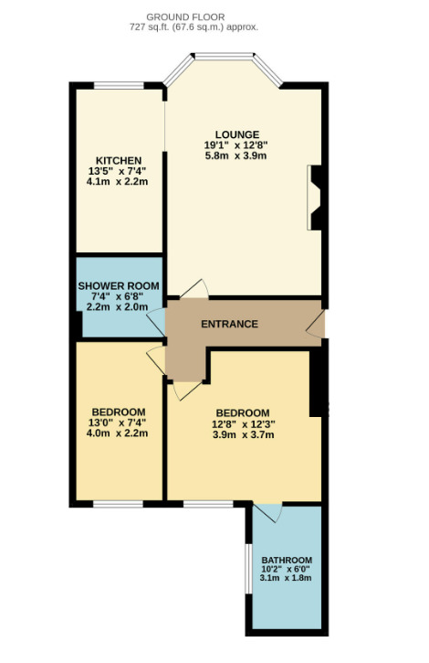 Floorplan of 2 bedroom  Flat for sale, Carlton Terrace, Scarborough, North Yorkshire, YO11