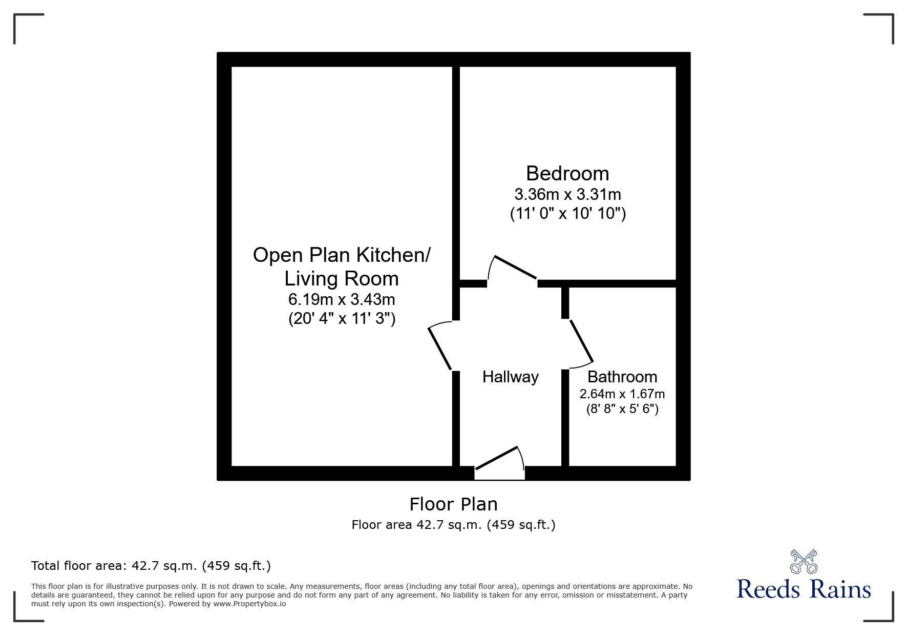 Floorplan of 1 bedroom  Flat to rent, North Bank, Sheffield, South Yorkshire, S3