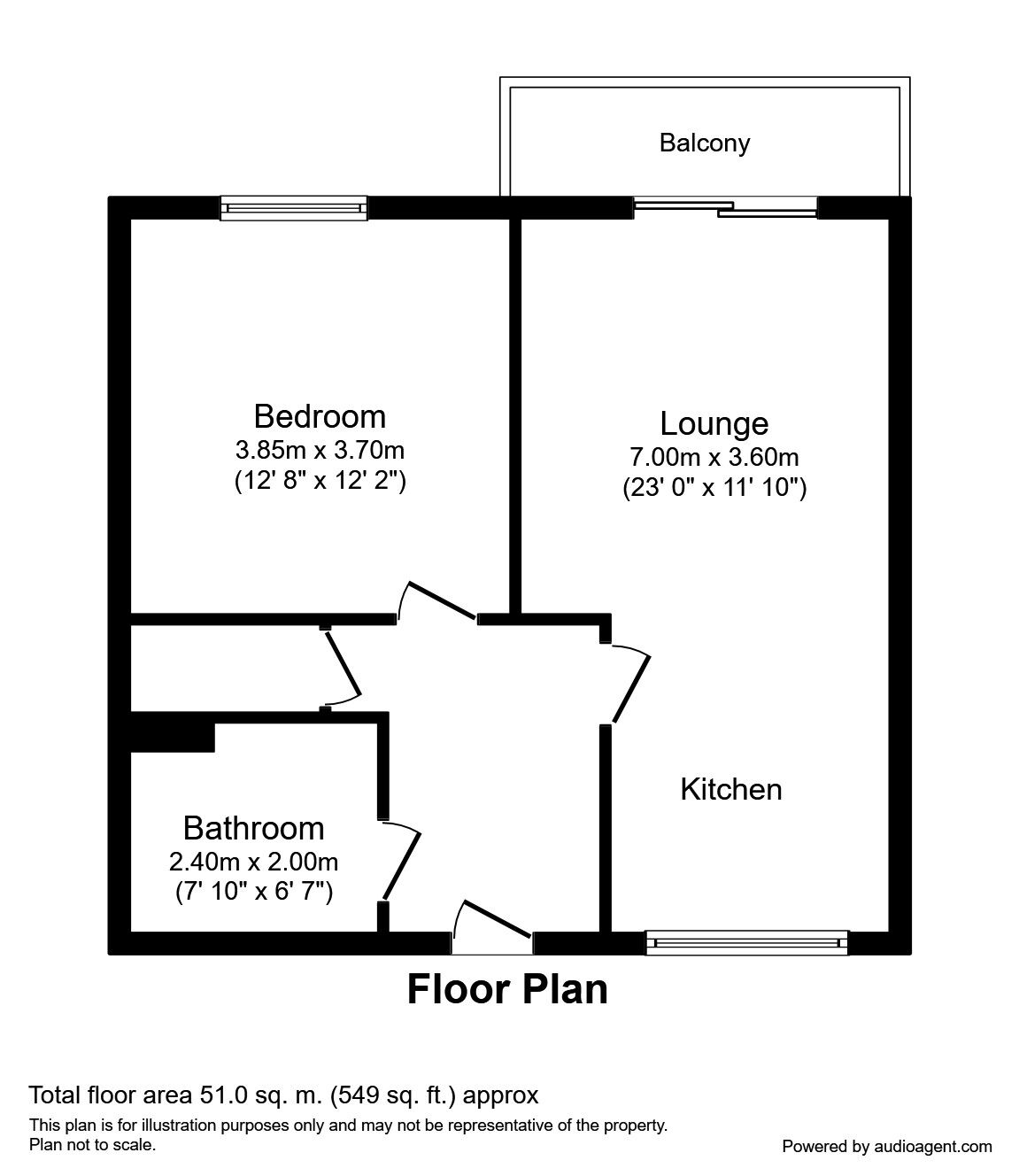 Floorplan of 1 bedroom  Flat for sale, Scotland Street, Sheffield, South Yorkshire, S3