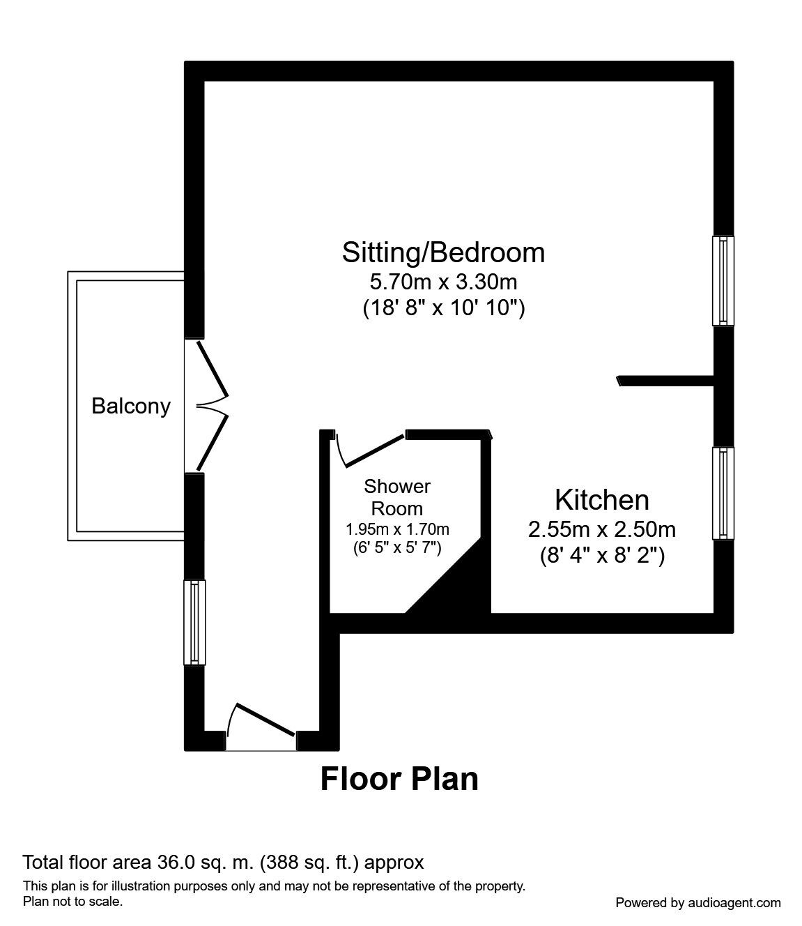 Floorplan of 1 bedroom  Flat for sale, Cross Bedford Street, Sheffield, South Yorkshire, S6