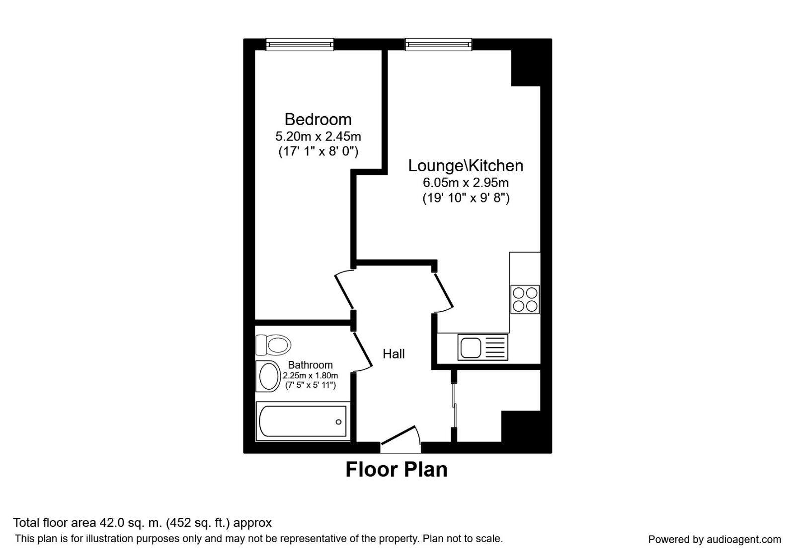 Floorplan of 1 bedroom Flat to rent, Queen Street, Sheffield, South Yorkshire, S1