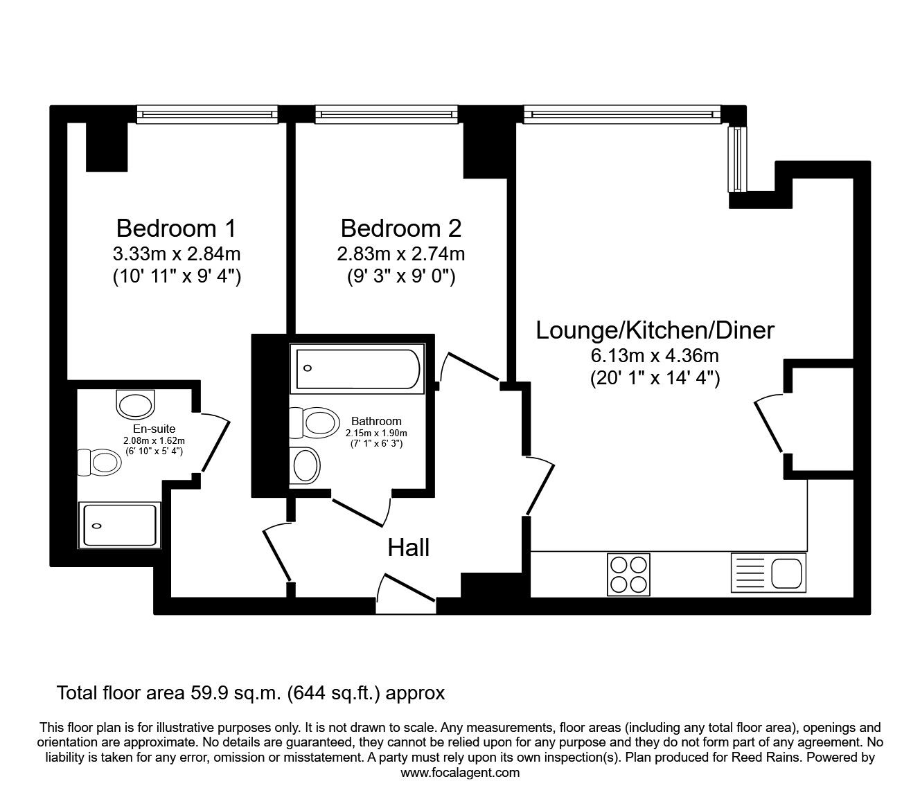 Floorplan of 2 bedroom  Flat for sale, West Bar, Sheffield, South Yorkshire, S3