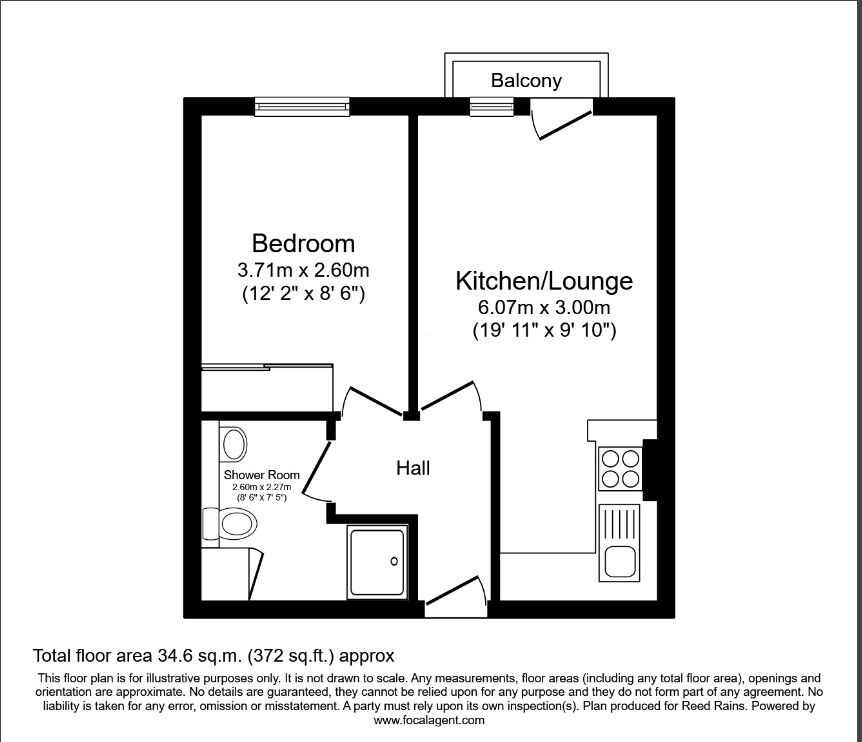Floorplan of 1 bedroom  Flat to rent, Furnival Street, Sheffield, South Yorkshire, S1