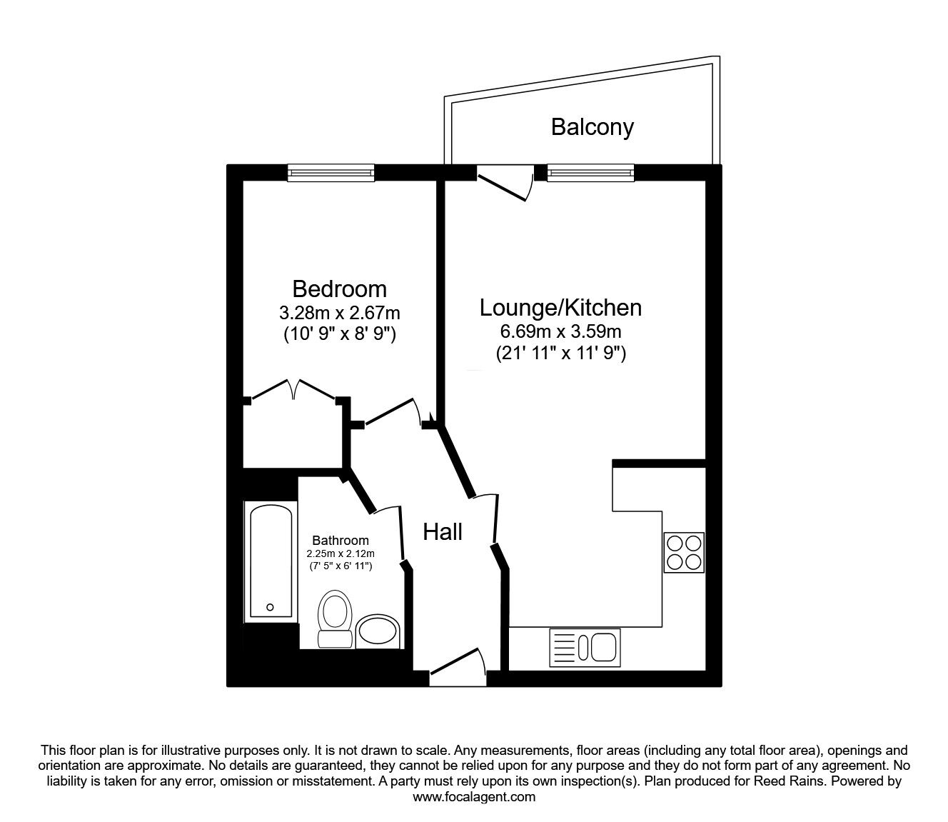 Floorplan of 1 bedroom  Flat for sale, Ecclesall Road, Sheffield, South Yorkshire, S11