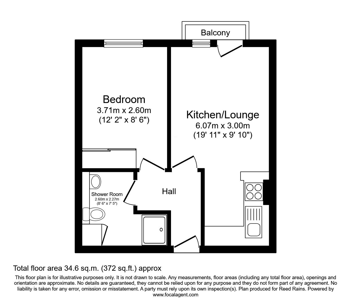 Floorplan of 1 bedroom  Flat for sale, Furnival Street, Sheffield, South Yorkshire, S1
