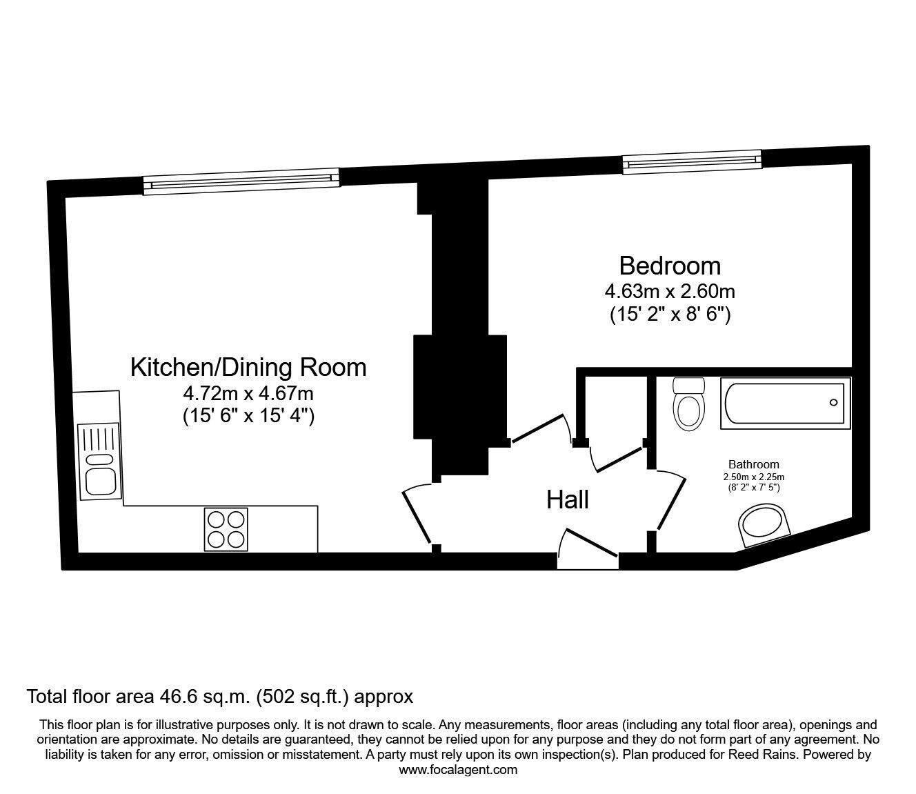 Floorplan of 1 bedroom  Flat for sale, Pinstone Street, Sheffield, South Yorkshire, S1