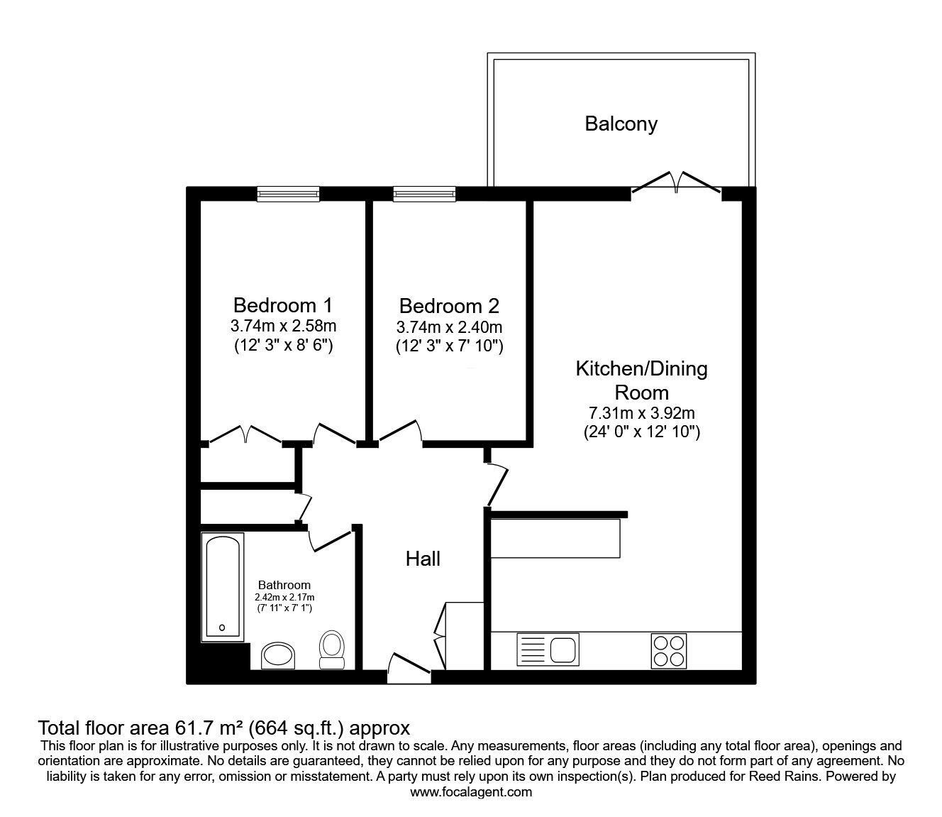 Floorplan of 2 bedroom  Flat for sale, Millsands, Sheffield, South Yorkshire, S3