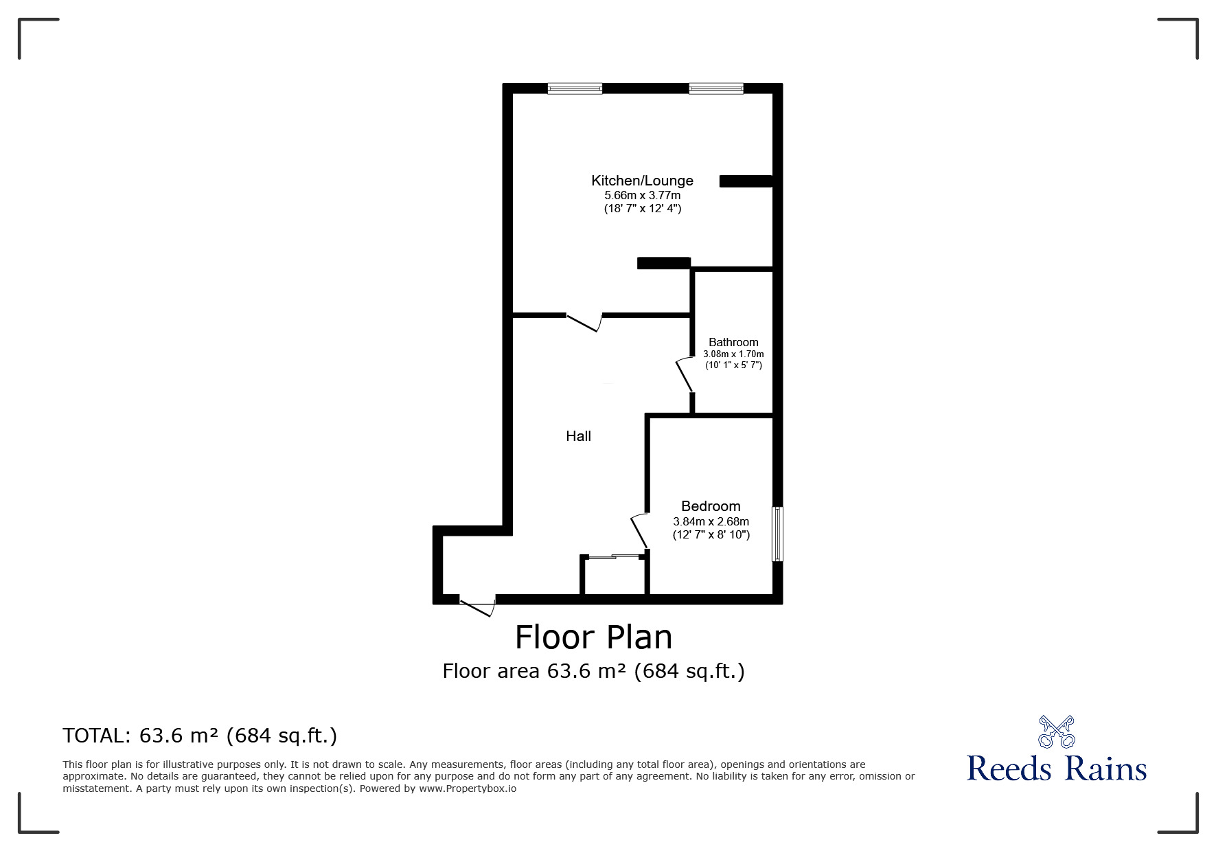 Floorplan of 1 bedroom  Flat to rent, Fornham Street, Sheffield, South Yorkshire, S2
