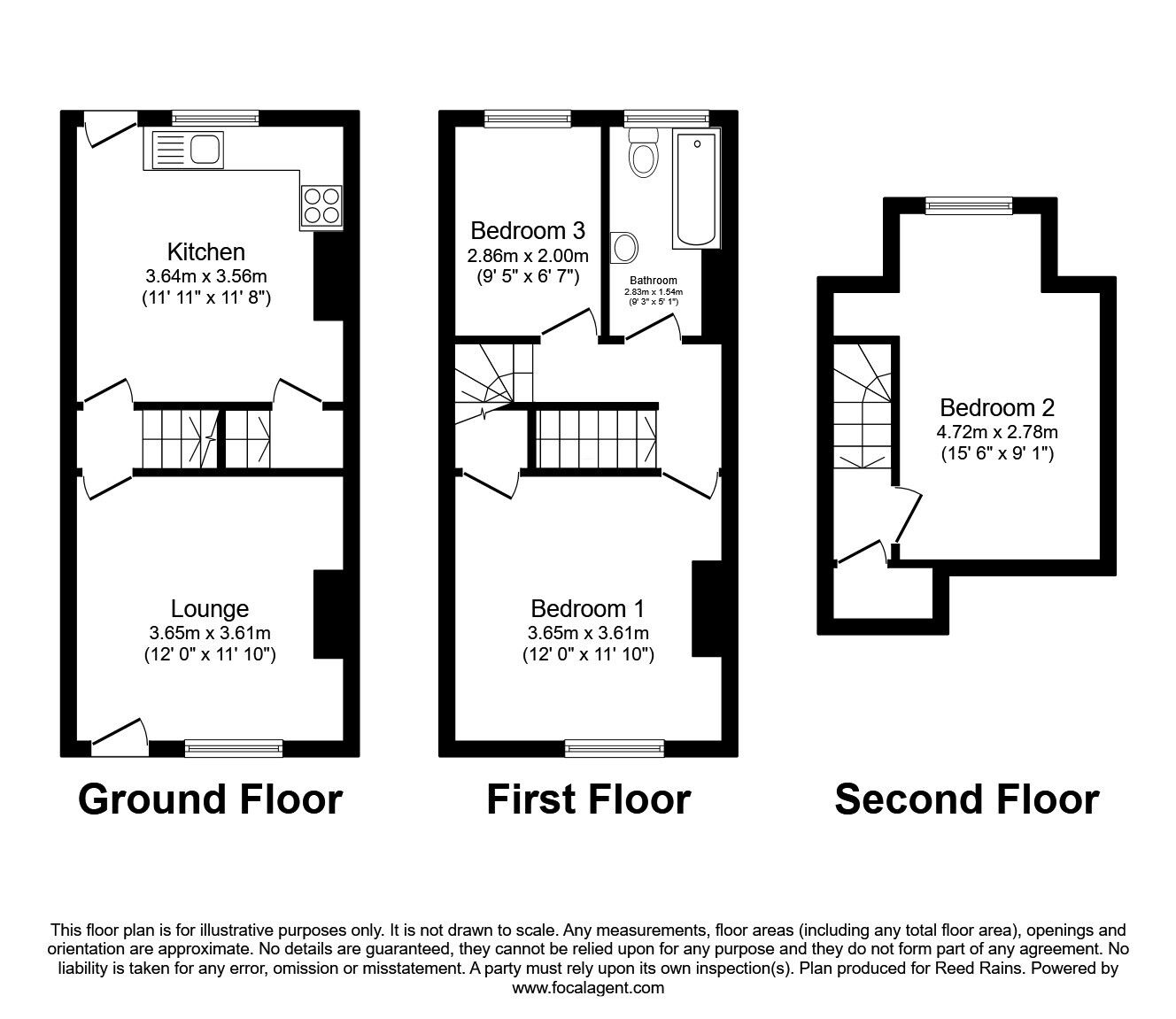 Floorplan of 3 bedroom Mid Terrace House for sale, Cecil Square, Sheffield, South Yorkshire, S2