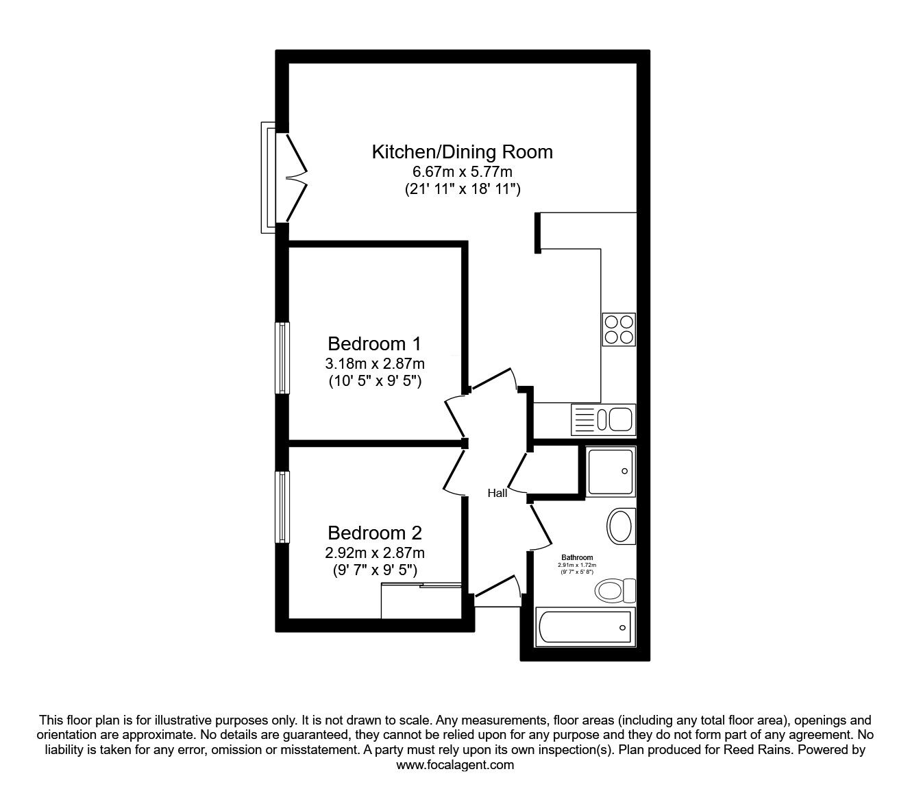 Floorplan of 2 bedroom  Flat for sale, Brooklyn Works, Green Lane, South Yorkshire, S3