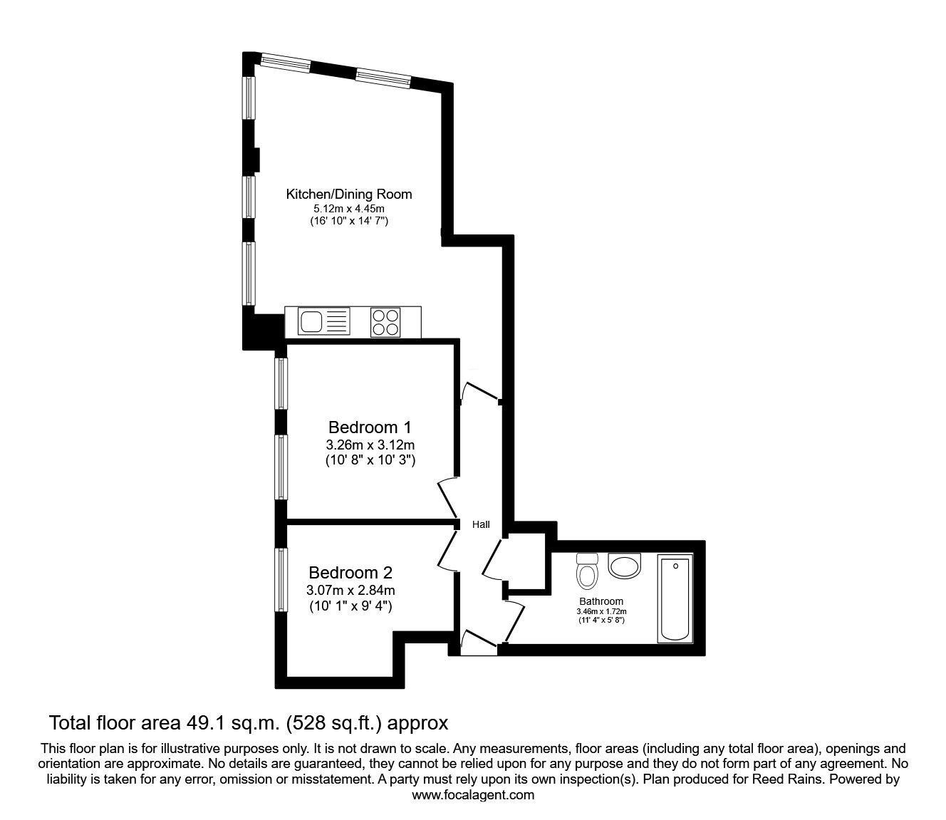 Floorplan of 2 bedroom  Flat for sale, Bank Street, Sheffield, South Yorkshire, S1