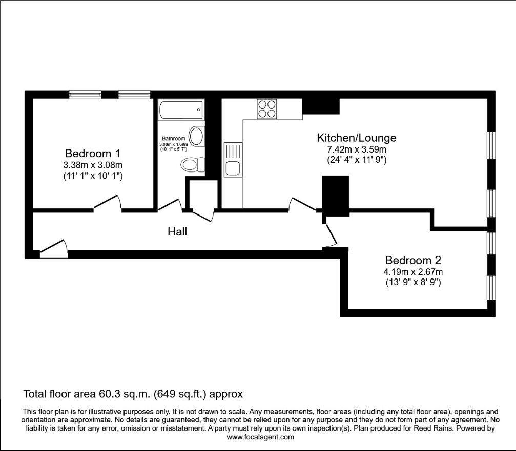 Floorplan of 2 bedroom  Flat to rent, Bank Street, Sheffield, South Yorkshire, S1