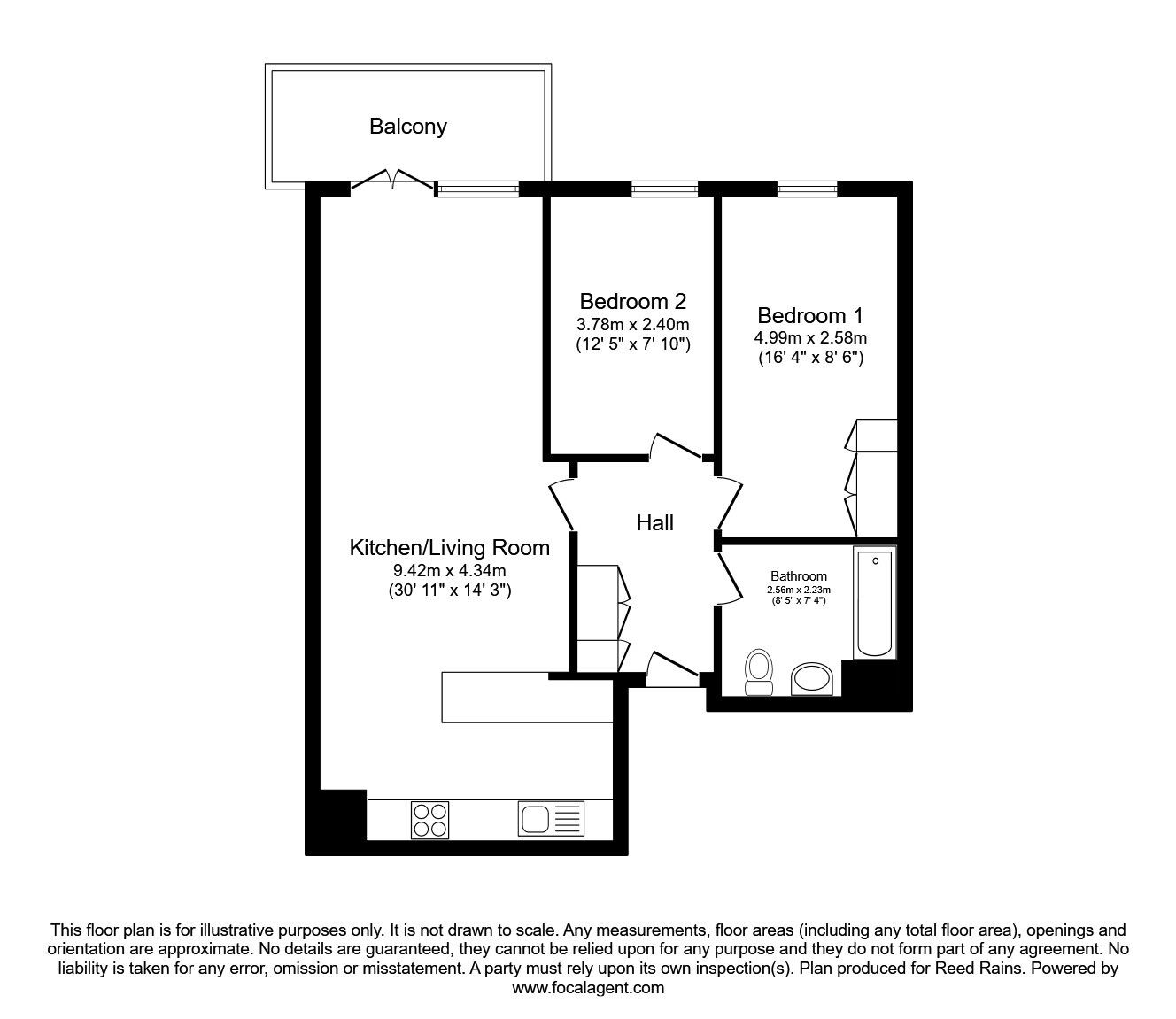 Floorplan of 2 bedroom  Flat for sale, Millsands, Sheffield, South Yorkshire, S3