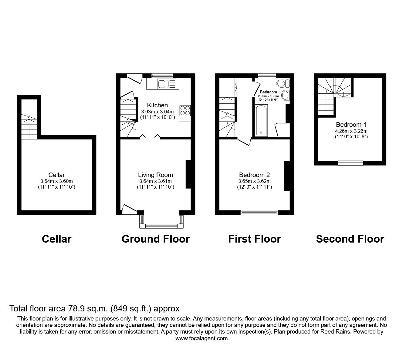 Floorplan of 2 bedroom Mid Terrace House for sale, Highfield Place, Sheffield, South Yorkshire, S2