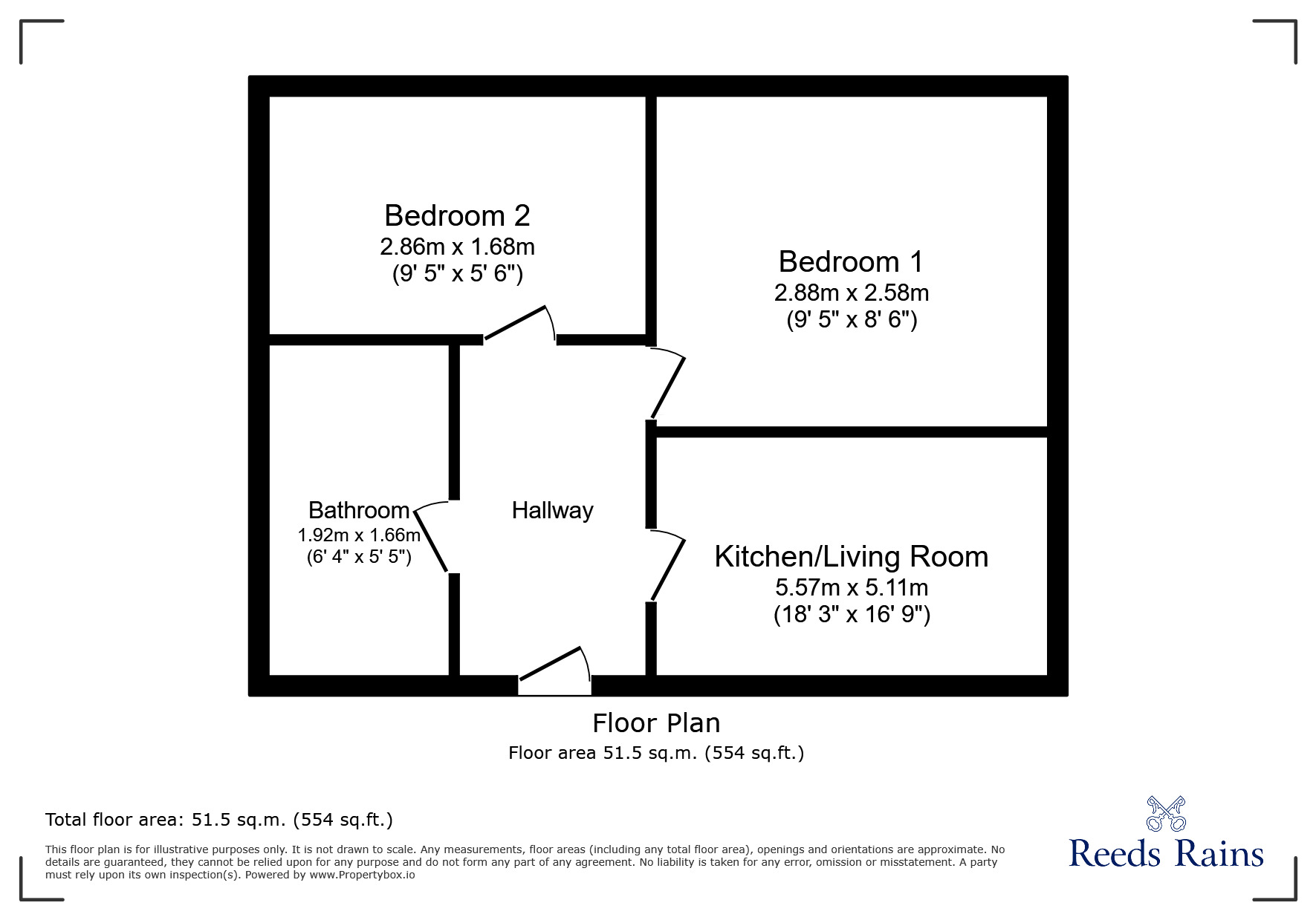 Floorplan of 2 bedroom  Flat to rent, Emmet House, Sheffield, South Yorkshire, S10