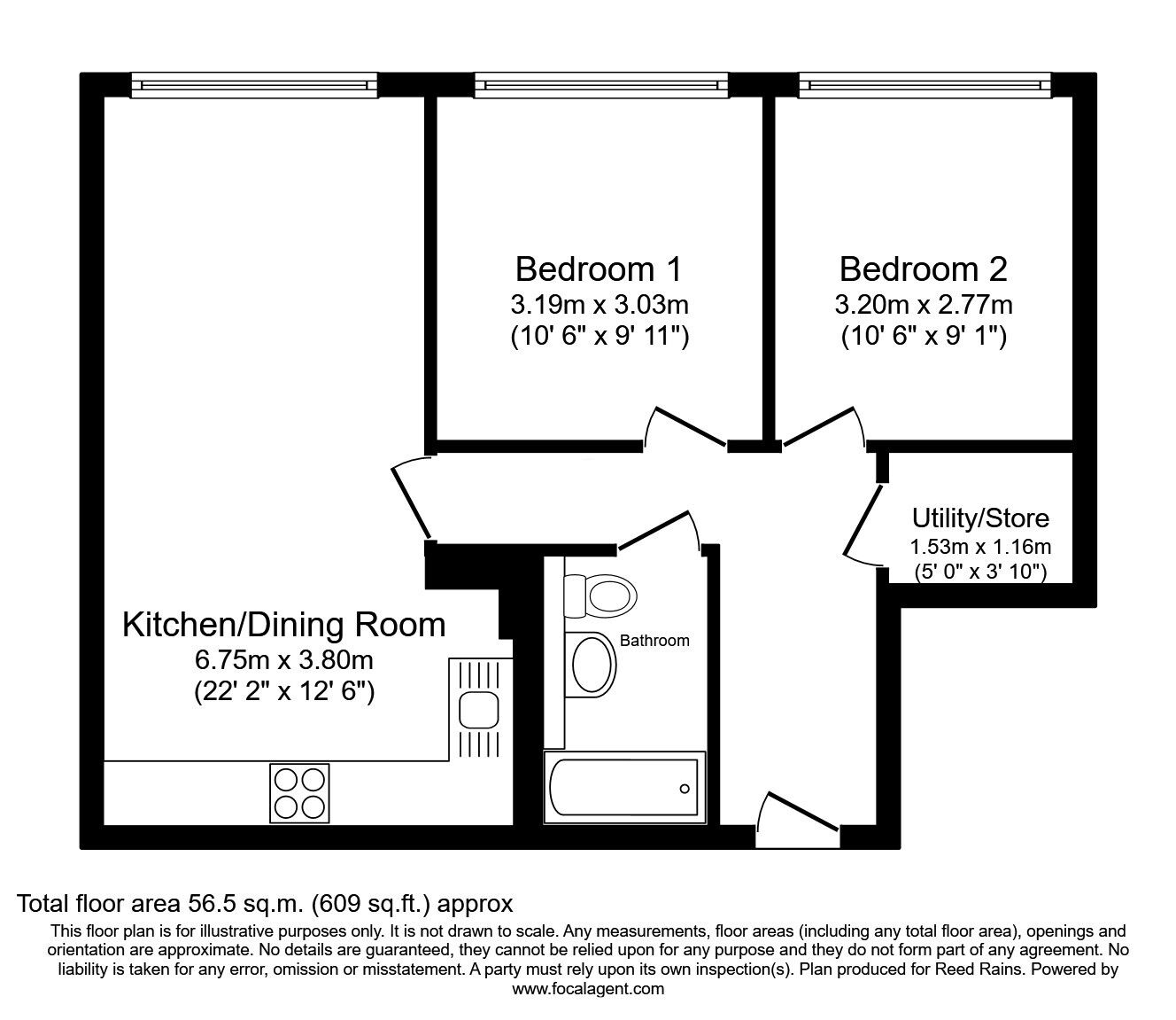 Floorplan of 2 bedroom  Flat for sale, Green Lane, Sheffield, South Yorkshire, S3
