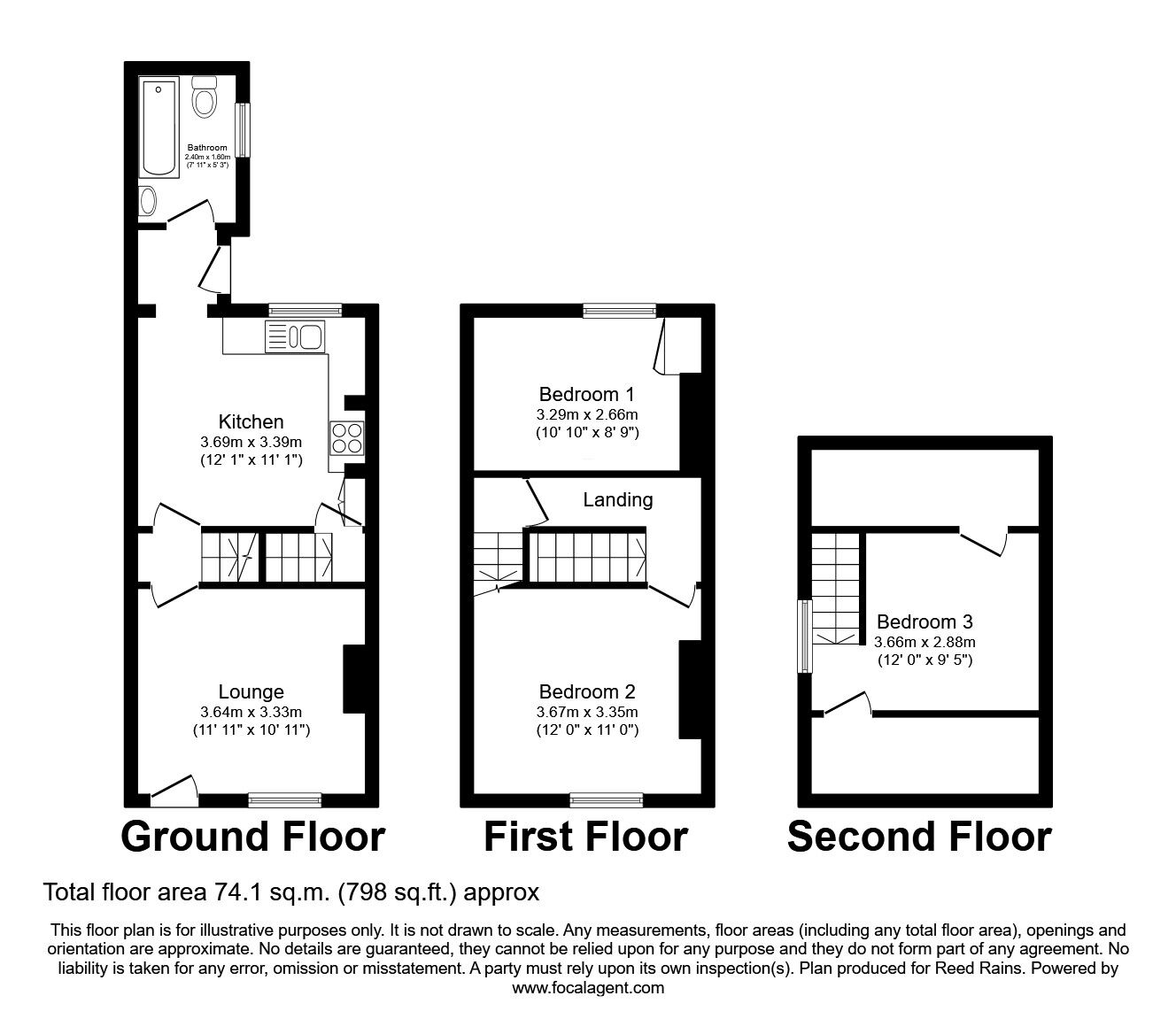 Floorplan of 3 bedroom End Terrace House for sale, Hadfield Street, Sheffield, South Yorkshire, S6