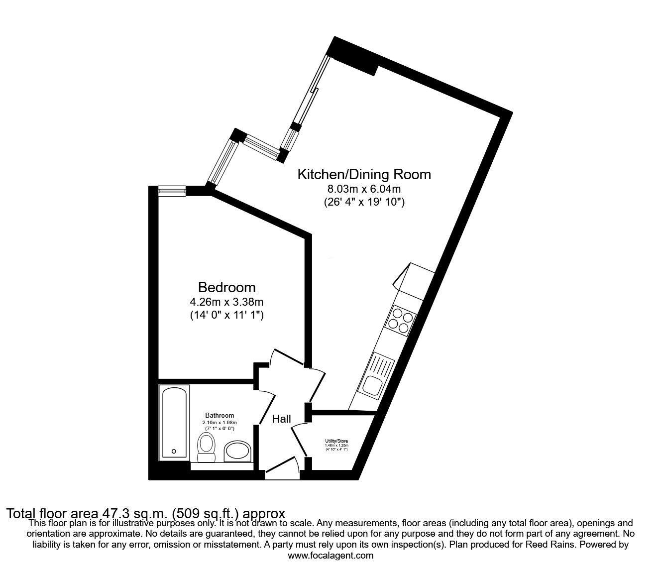 Floorplan of 1 bedroom  Flat for sale, Chatham Street, Sheffield, South Yorkshire, S3