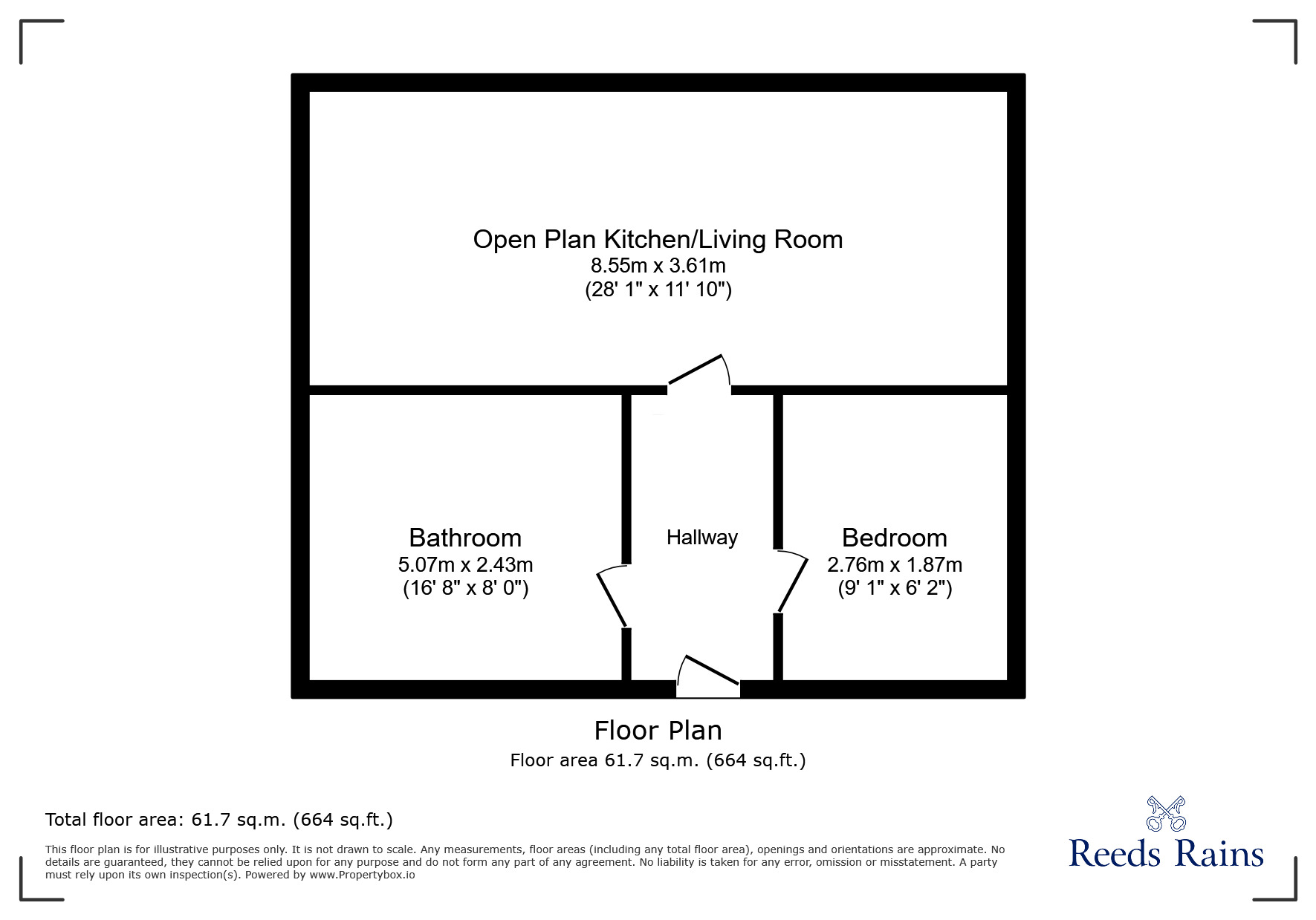 Floorplan of 1 bedroom  Flat to rent, Holly Street, Sheffield, South Yorkshire, S1